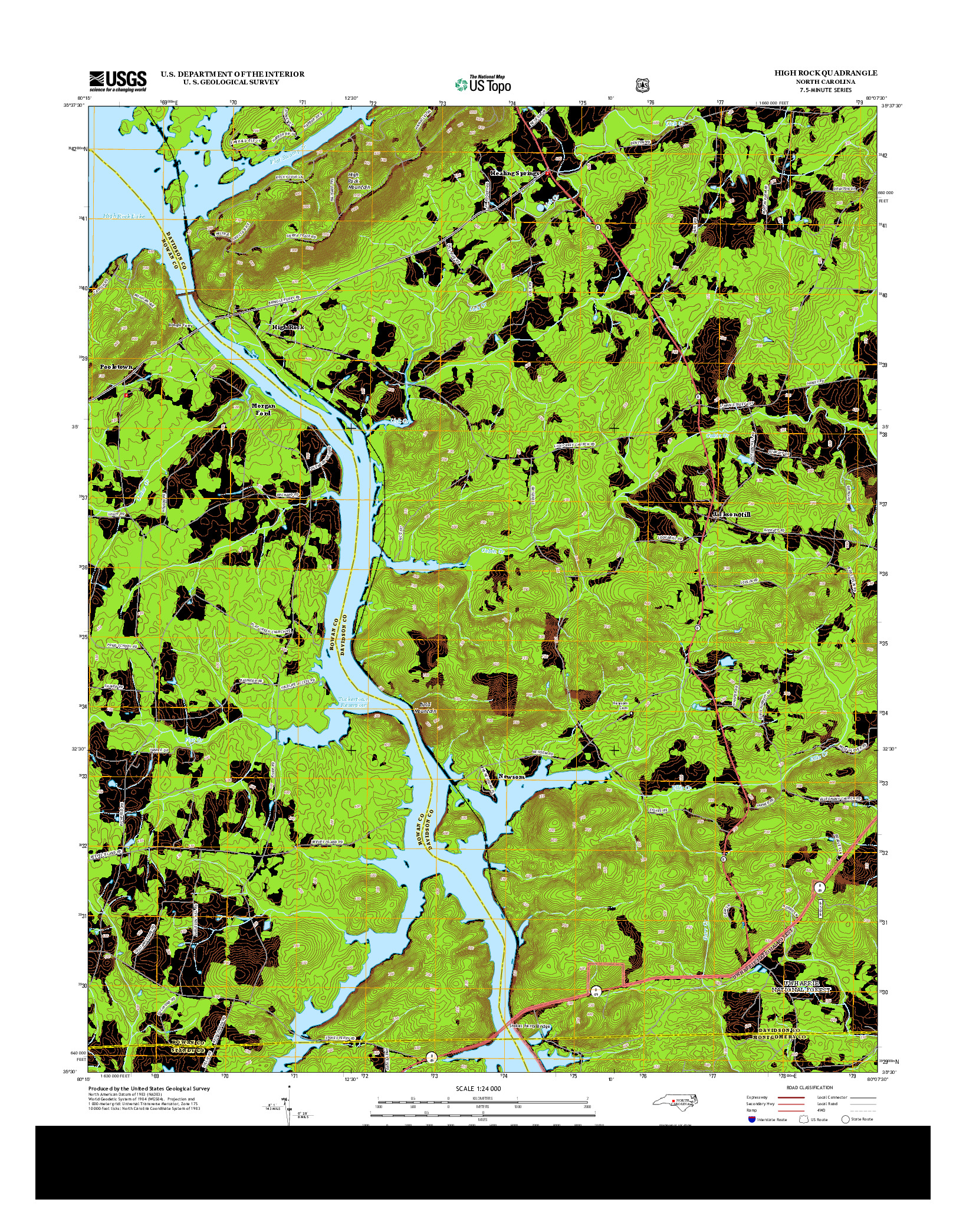 USGS US TOPO 7.5-MINUTE MAP FOR HIGH ROCK, NC 2013