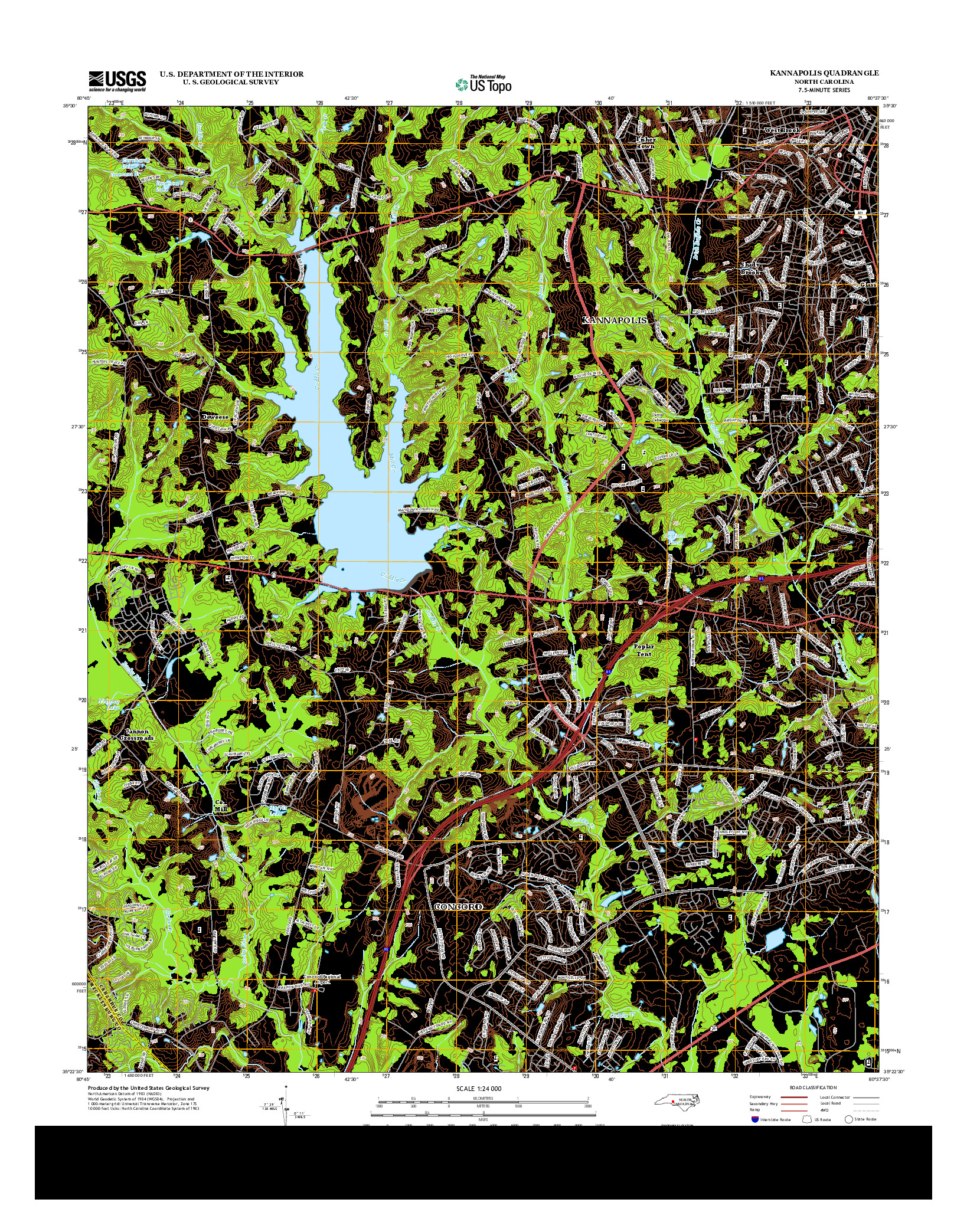 USGS US TOPO 7.5-MINUTE MAP FOR KANNAPOLIS, NC 2013