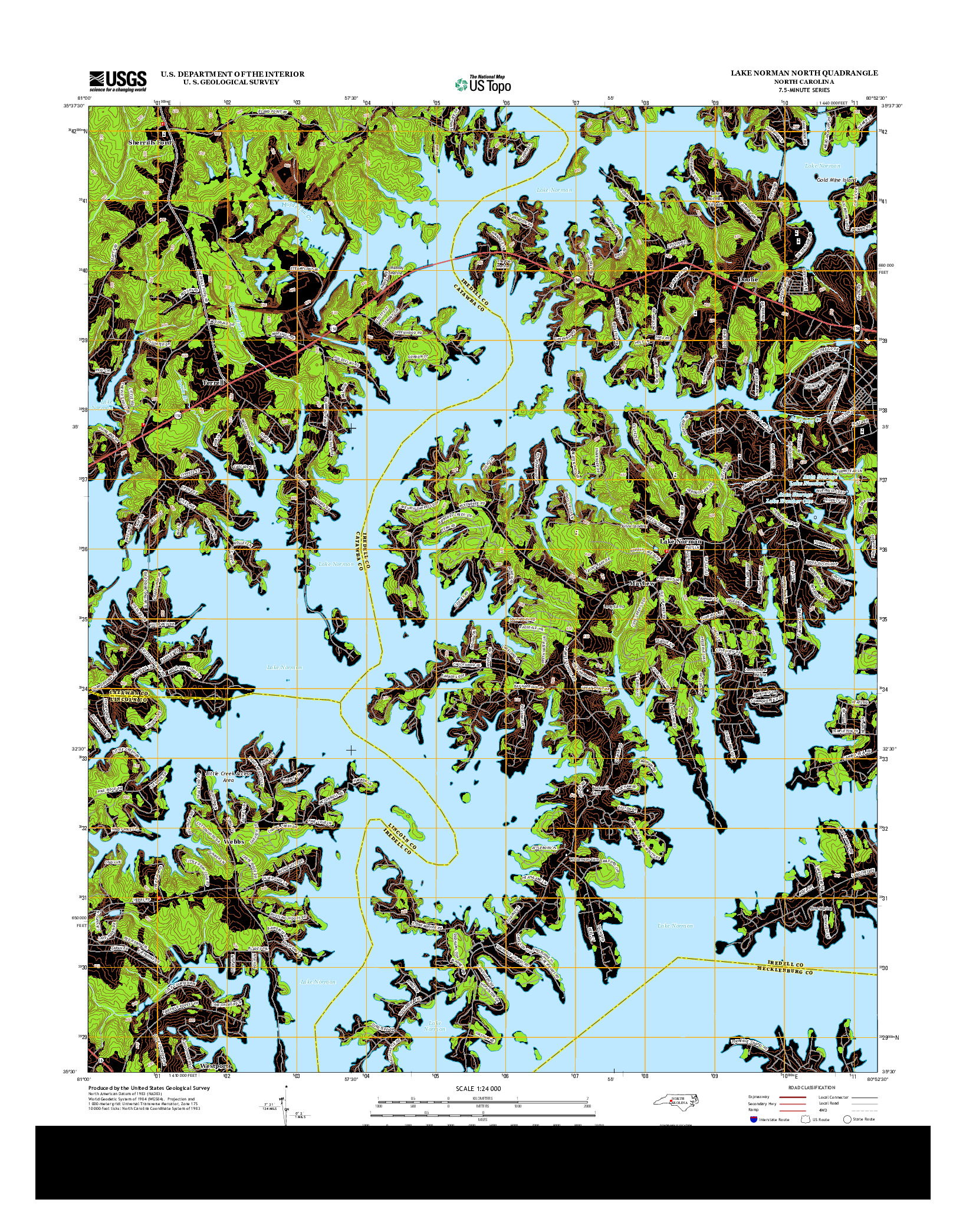 USGS US TOPO 7.5-MINUTE MAP FOR LAKE NORMAN NORTH, NC 2013