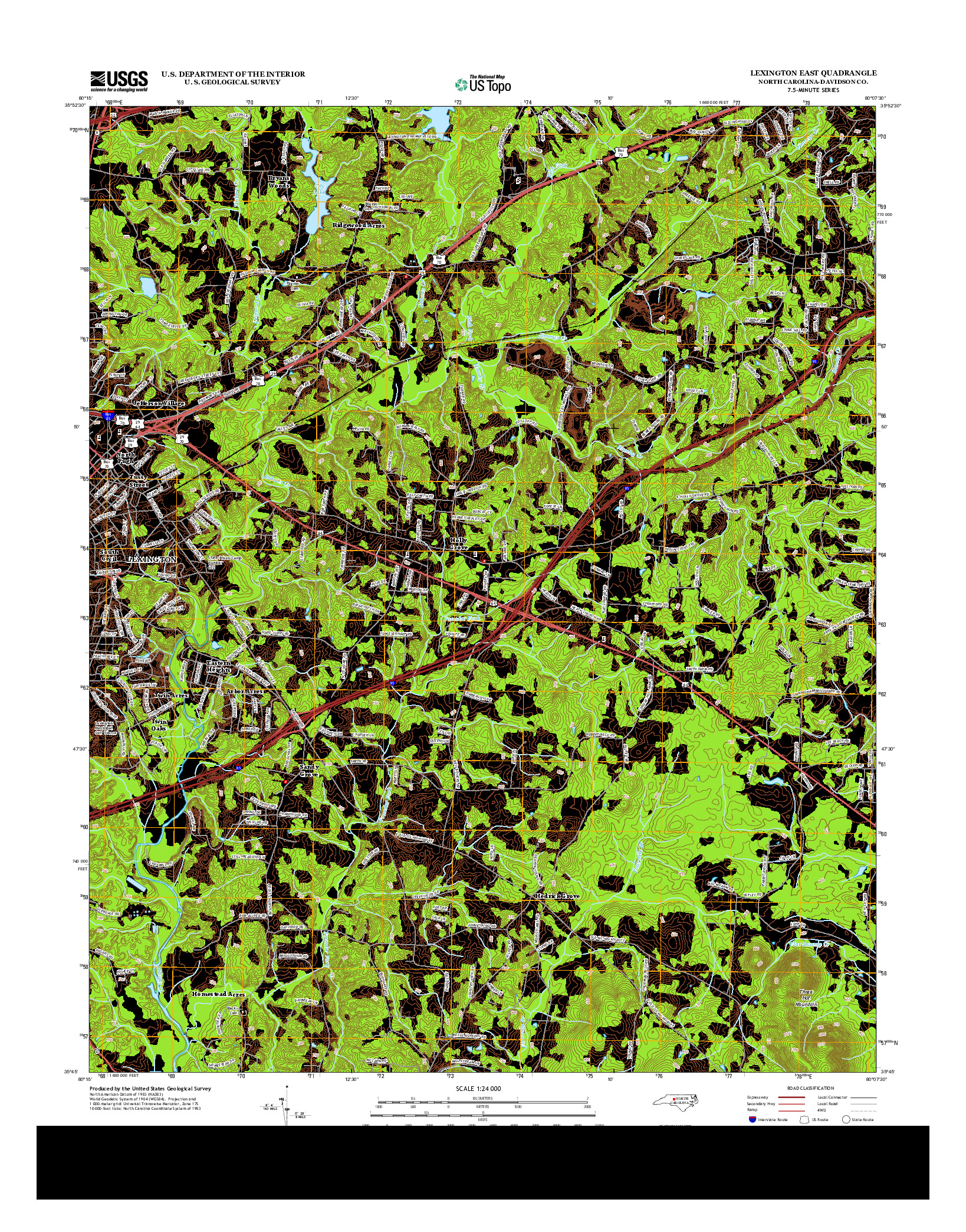 USGS US TOPO 7.5-MINUTE MAP FOR LEXINGTON EAST, NC 2013