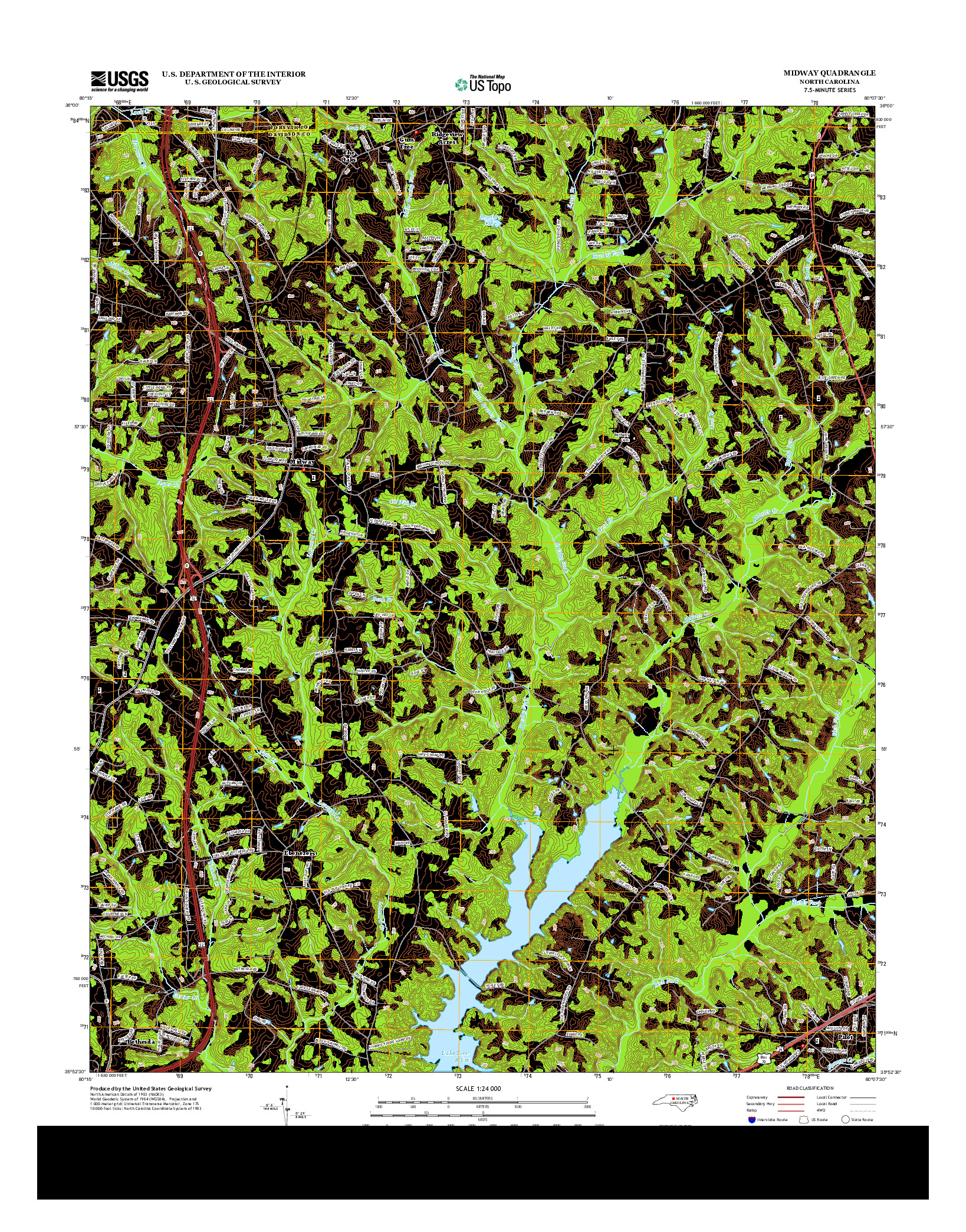 USGS US TOPO 7.5-MINUTE MAP FOR MIDWAY, NC 2013