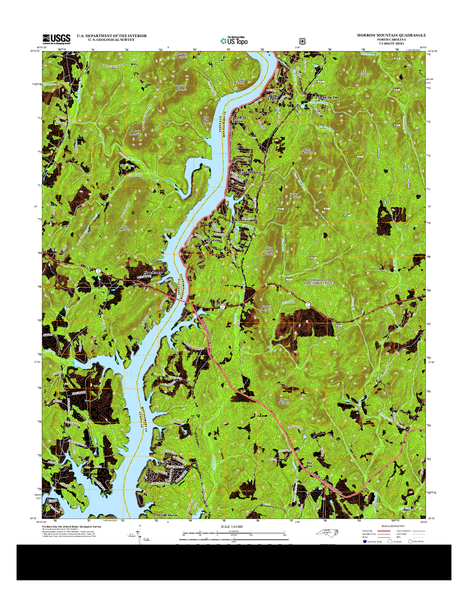 USGS US TOPO 7.5-MINUTE MAP FOR MORROW MOUNTAIN, NC 2013