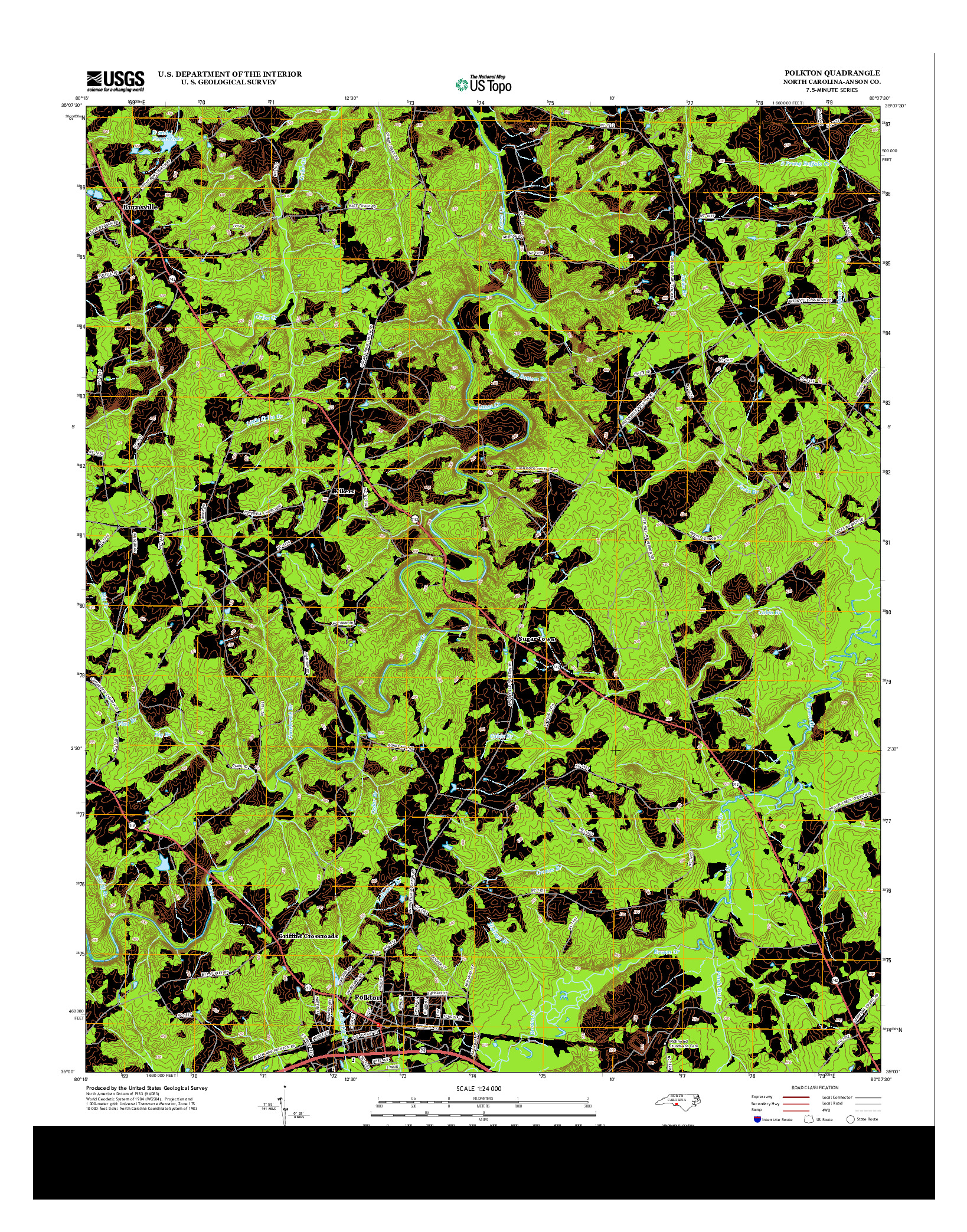 USGS US TOPO 7.5-MINUTE MAP FOR POLKTON, NC 2013