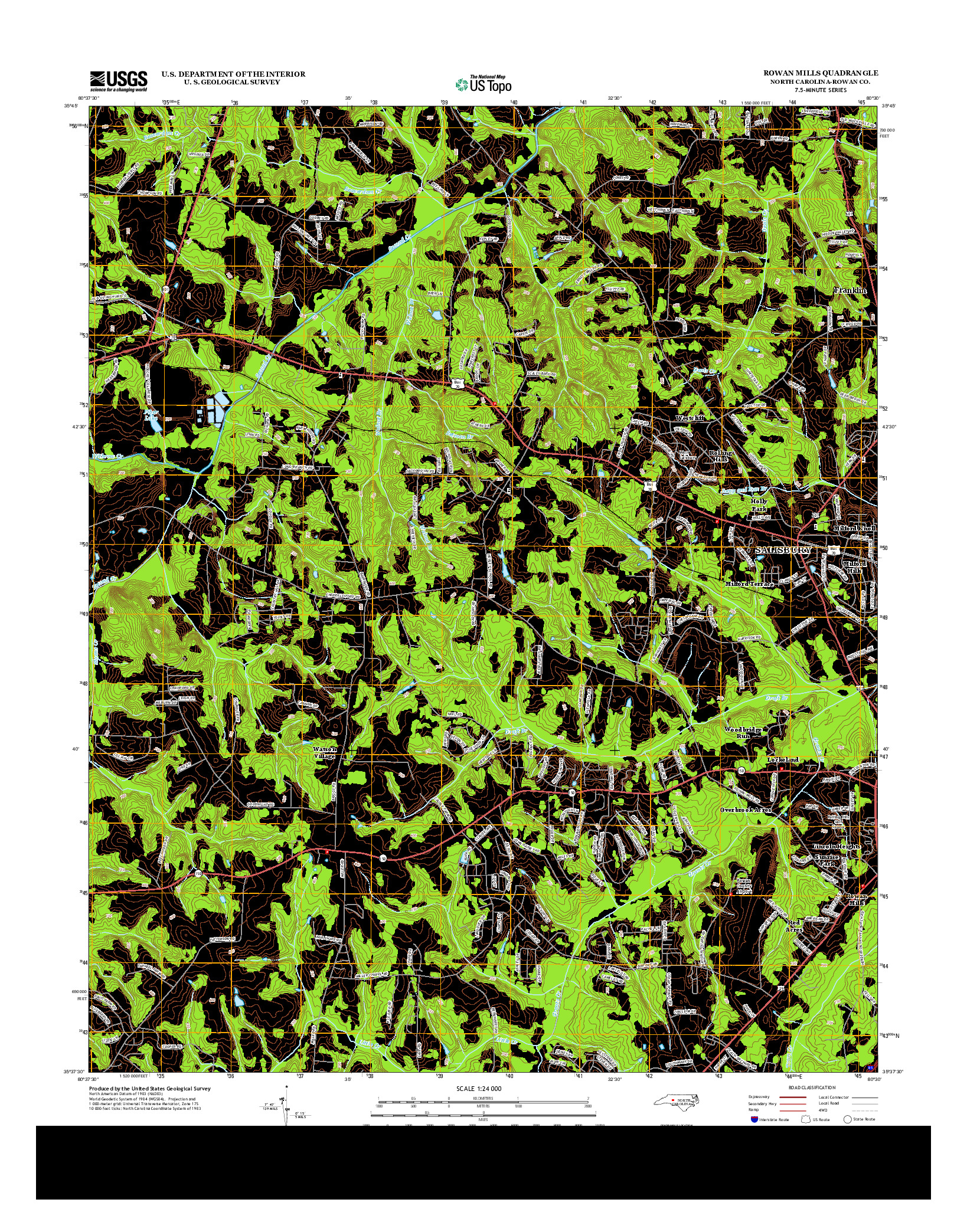 USGS US TOPO 7.5-MINUTE MAP FOR ROWAN MILLS, NC 2013