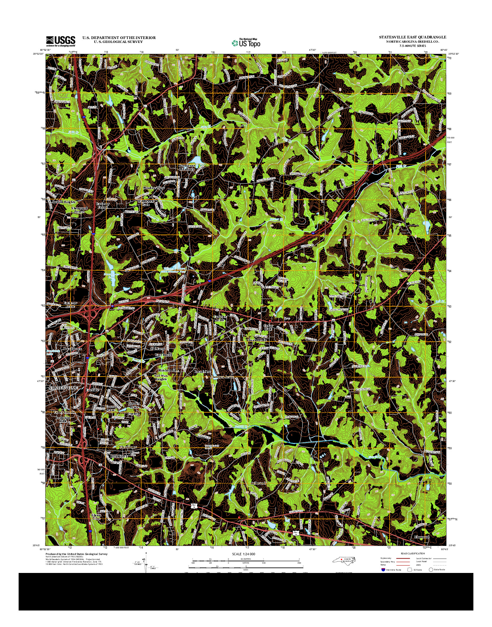 USGS US TOPO 7.5-MINUTE MAP FOR STATESVILLE EAST, NC 2013