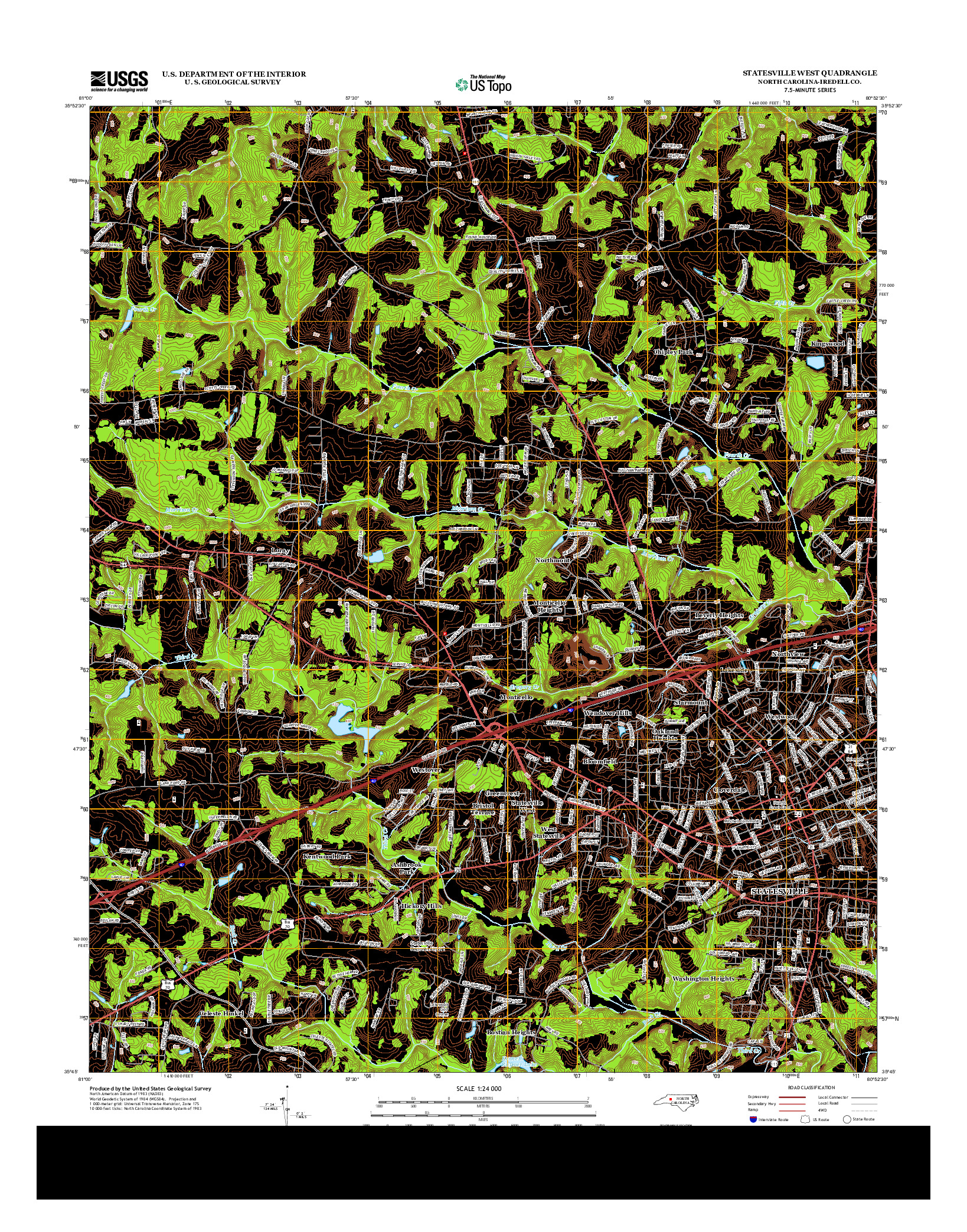 USGS US TOPO 7.5-MINUTE MAP FOR STATESVILLE WEST, NC 2013