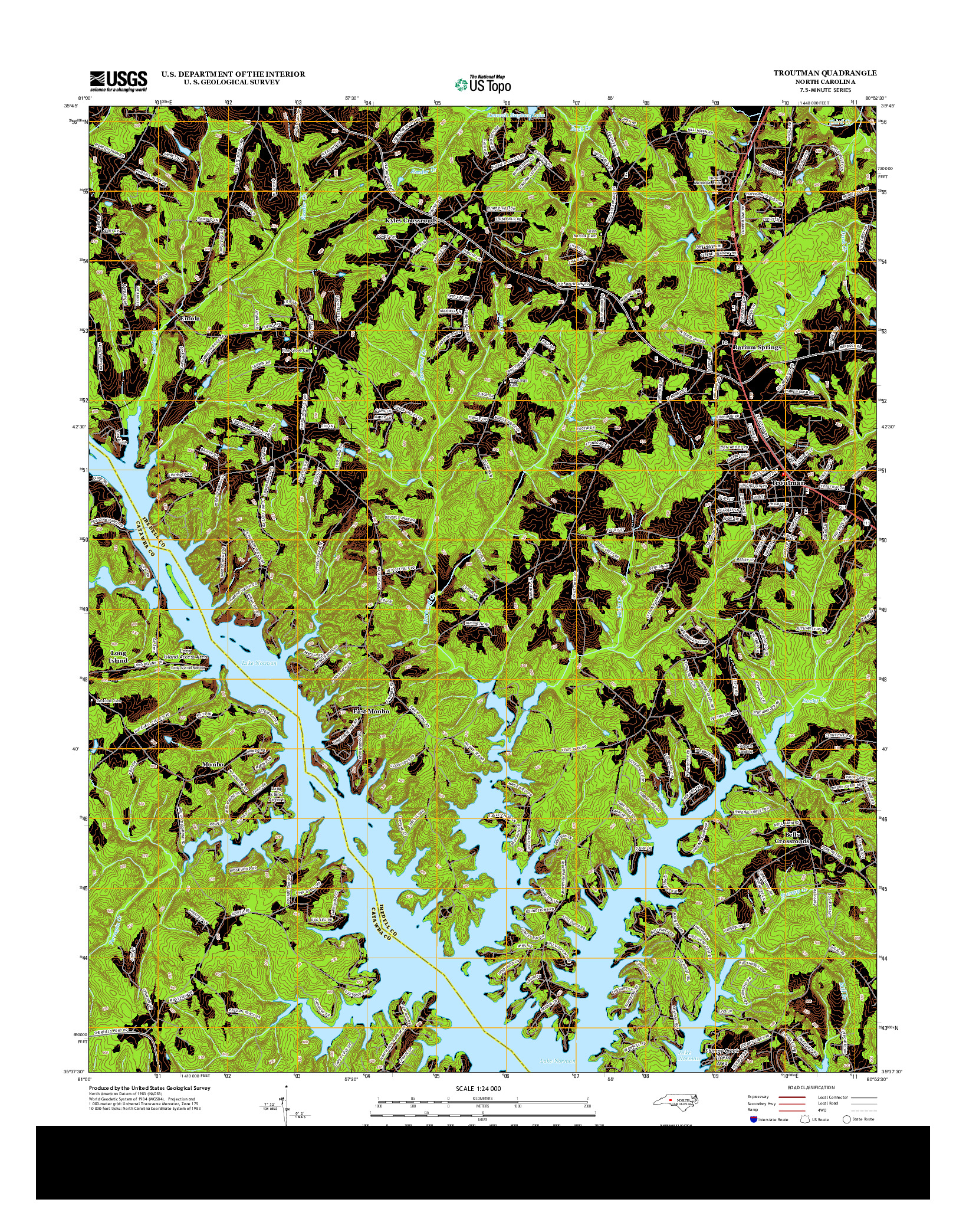 USGS US TOPO 7.5-MINUTE MAP FOR TROUTMAN, NC 2013