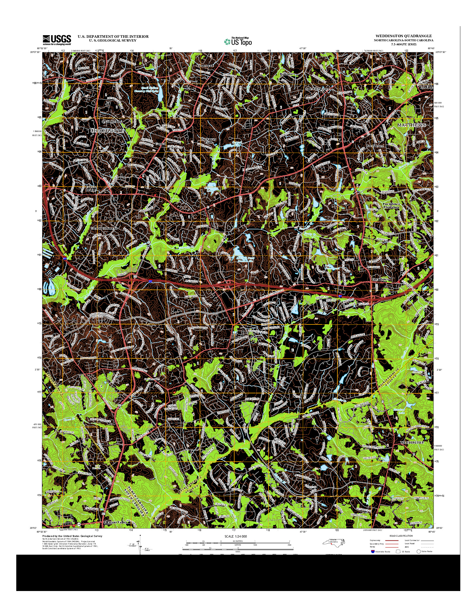 USGS US TOPO 7.5-MINUTE MAP FOR WEDDINGTON, NC-SC 2013