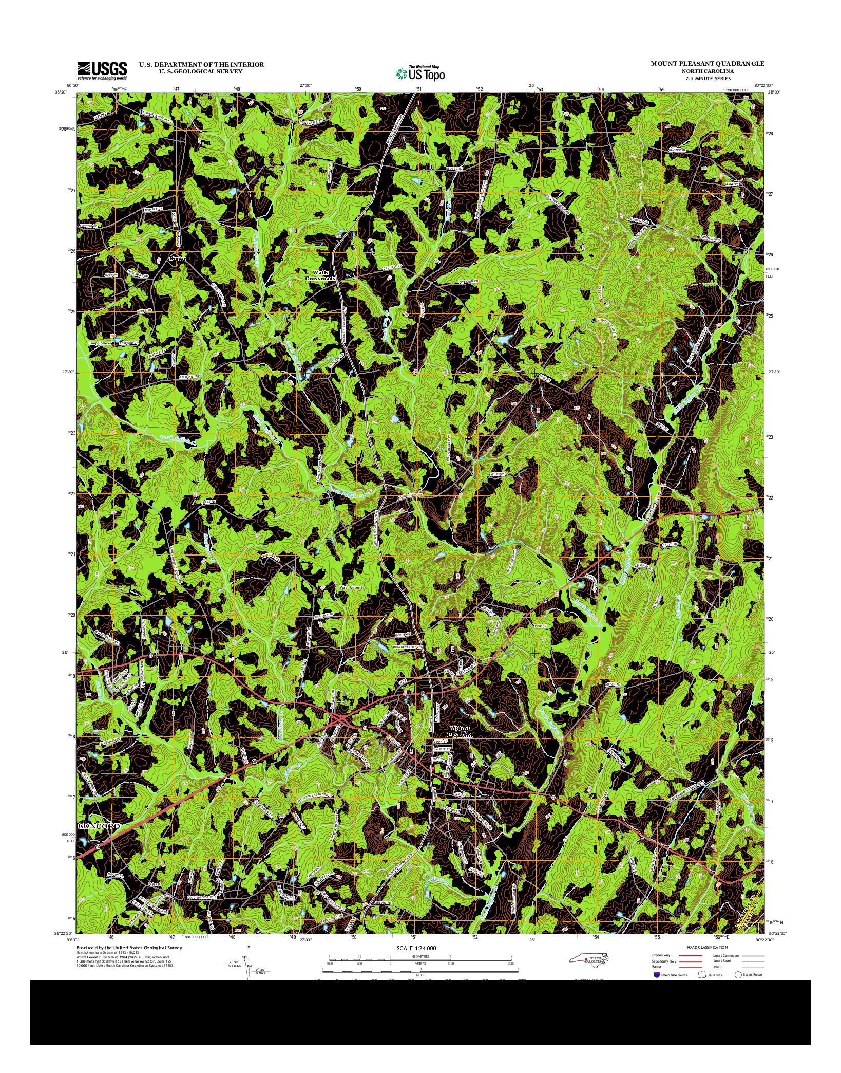 USGS US TOPO 7.5-MINUTE MAP FOR MOUNT PLEASANT, NC 2013