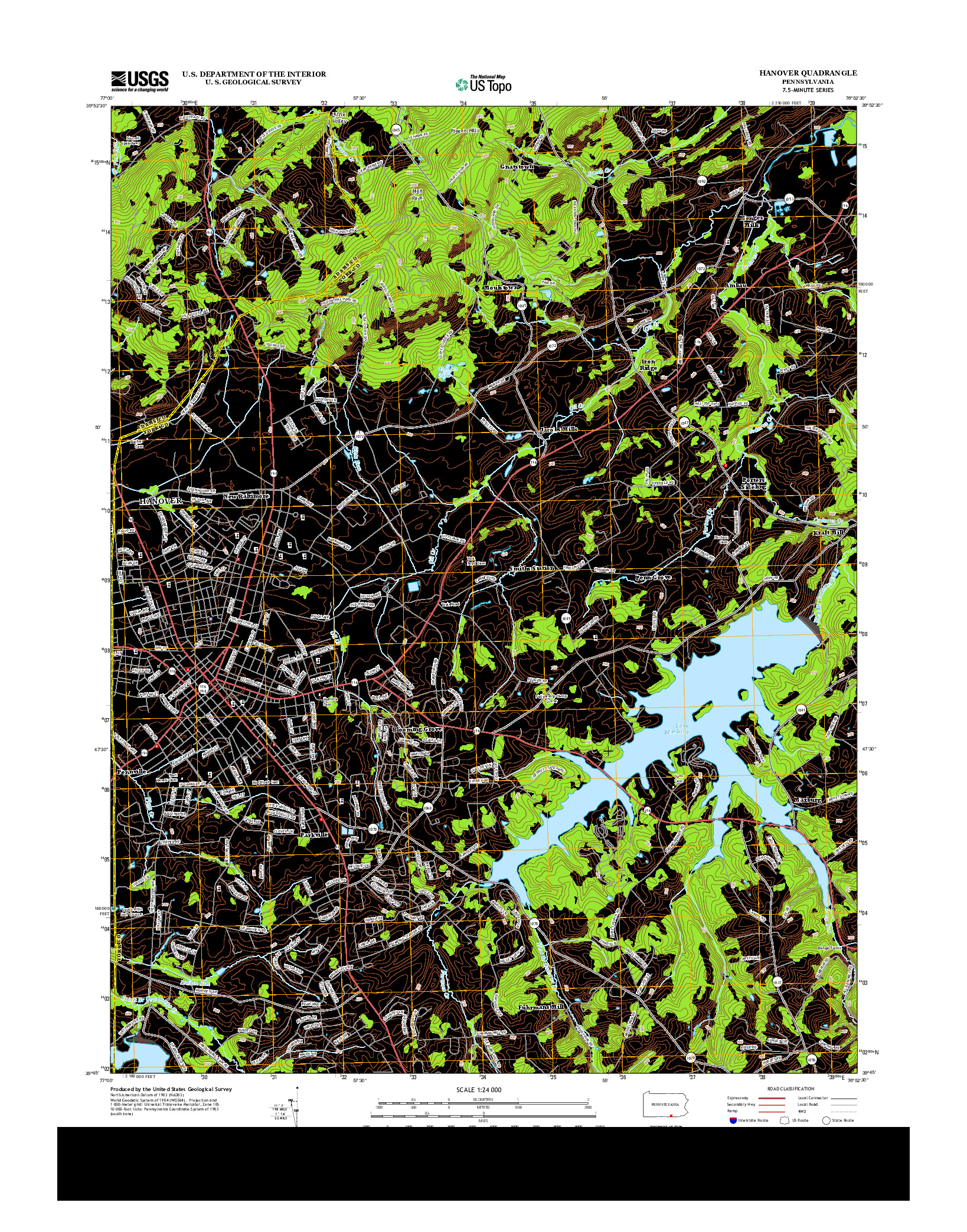 USGS US TOPO 7.5-MINUTE MAP FOR HANOVER, PA 2013