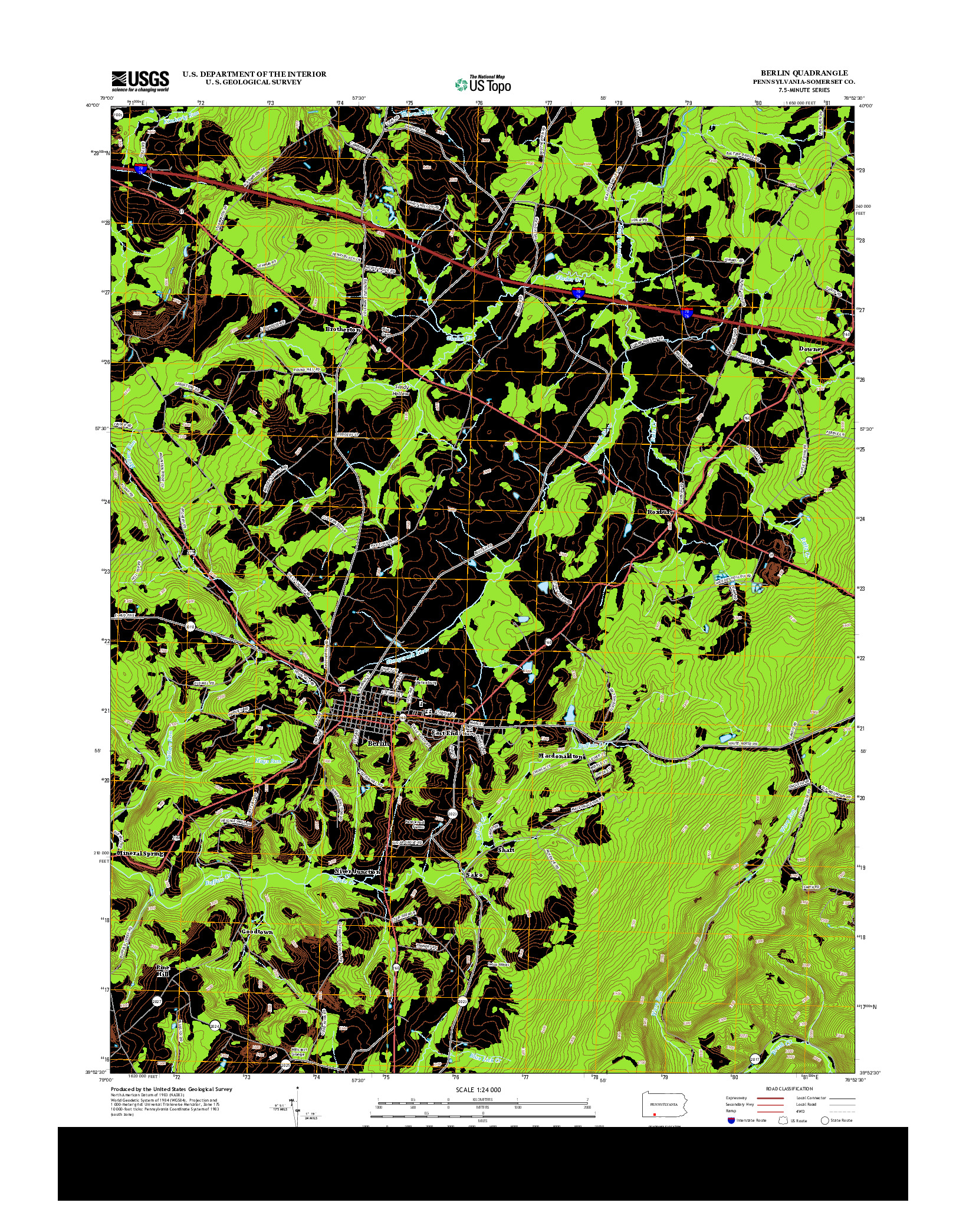 USGS US TOPO 7.5-MINUTE MAP FOR BERLIN, PA 2013