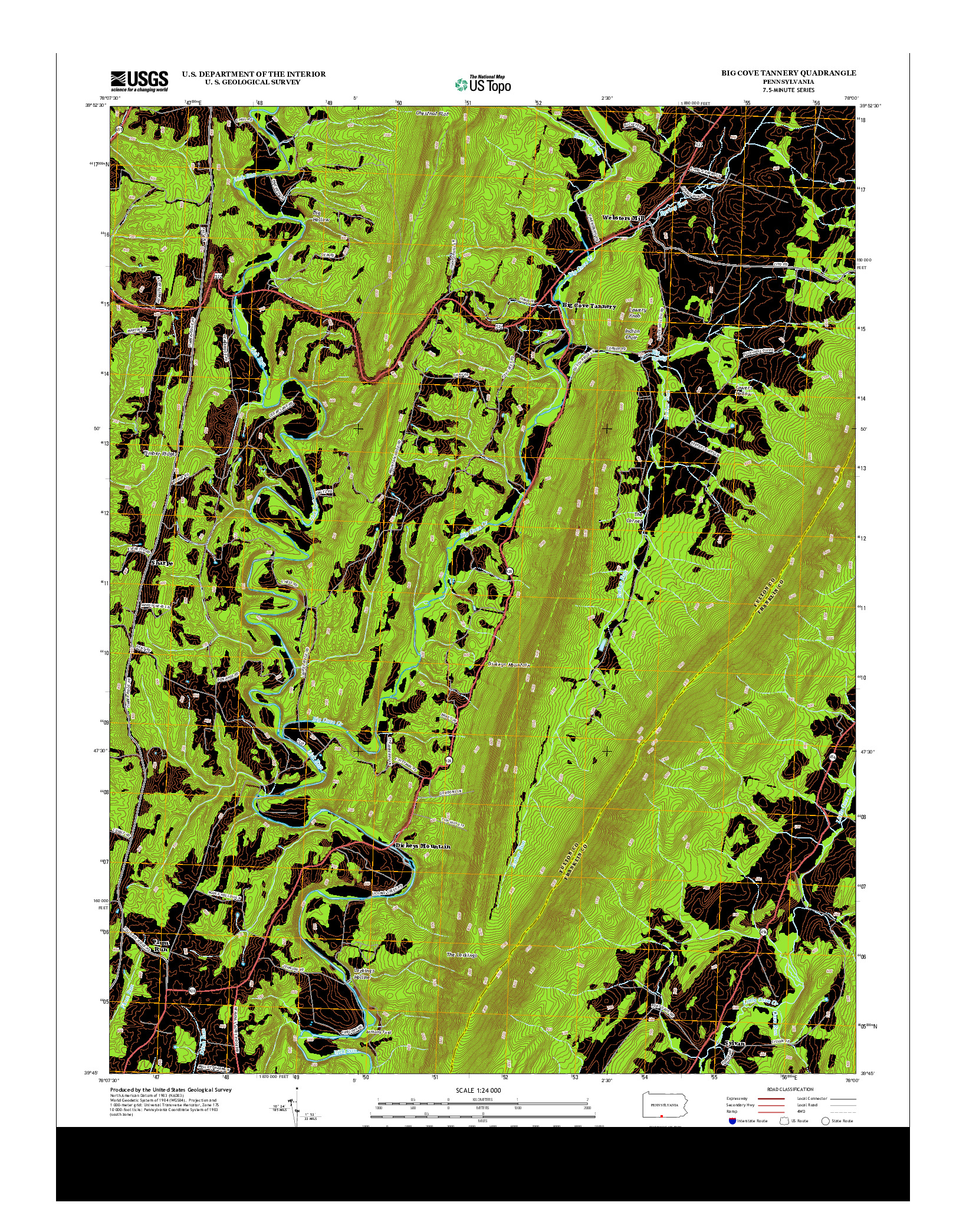 USGS US TOPO 7.5-MINUTE MAP FOR BIG COVE TANNERY, PA 2013