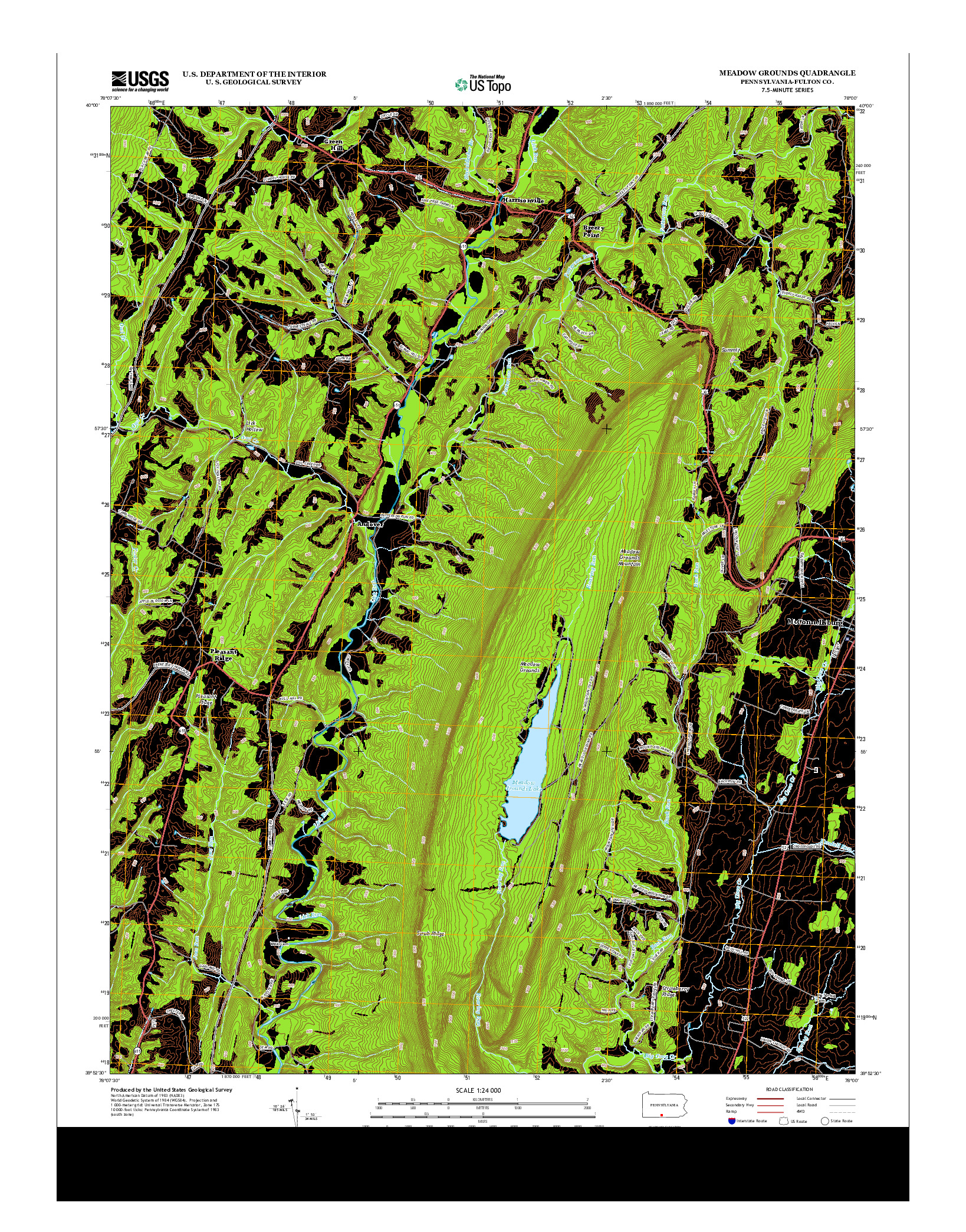 USGS US TOPO 7.5-MINUTE MAP FOR MEADOW GROUNDS, PA 2013