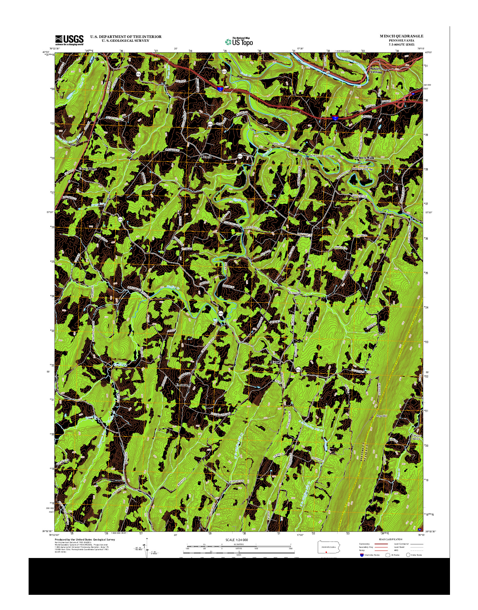 USGS US TOPO 7.5-MINUTE MAP FOR MENCH, PA 2013