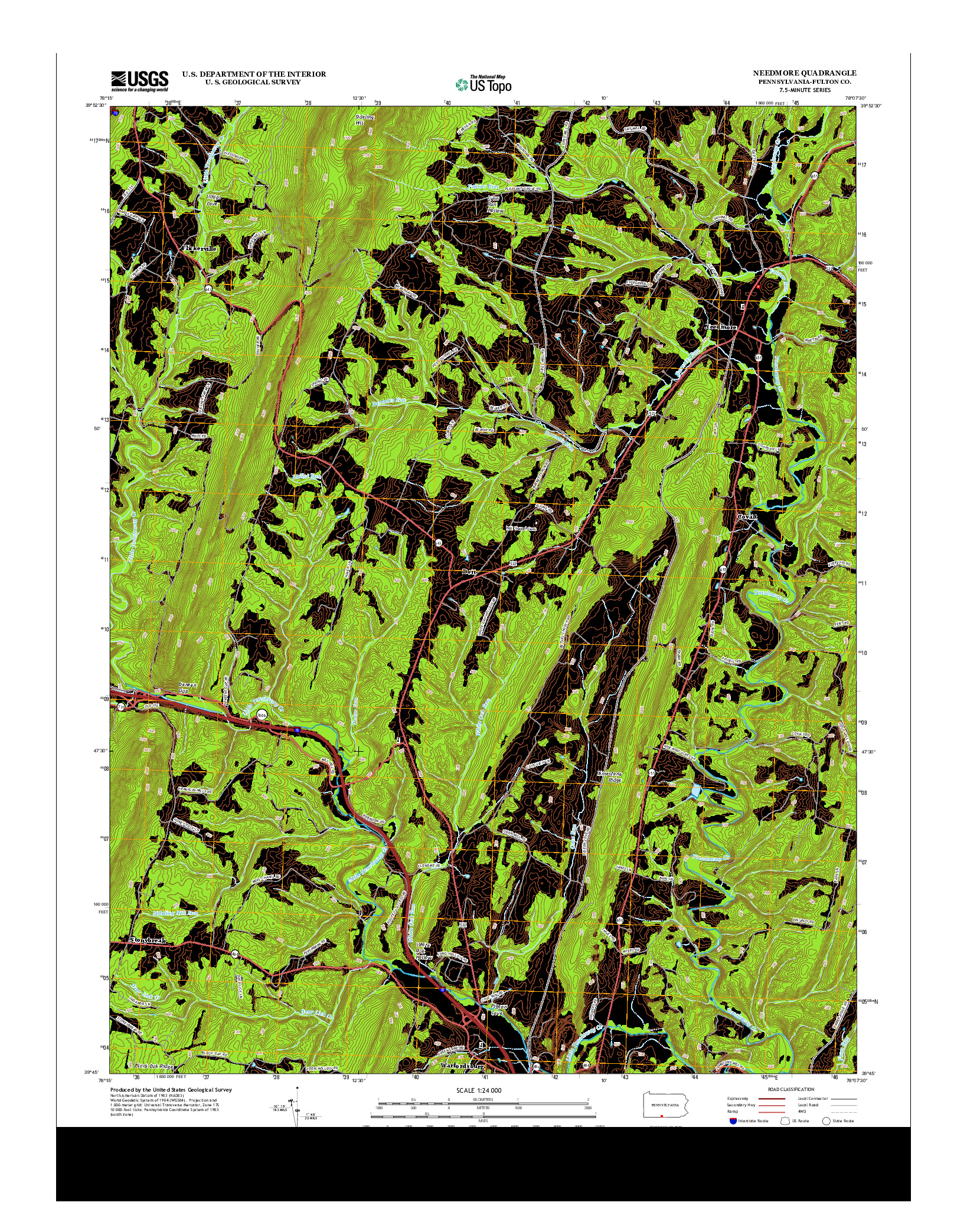 USGS US TOPO 7.5-MINUTE MAP FOR NEEDMORE, PA 2013