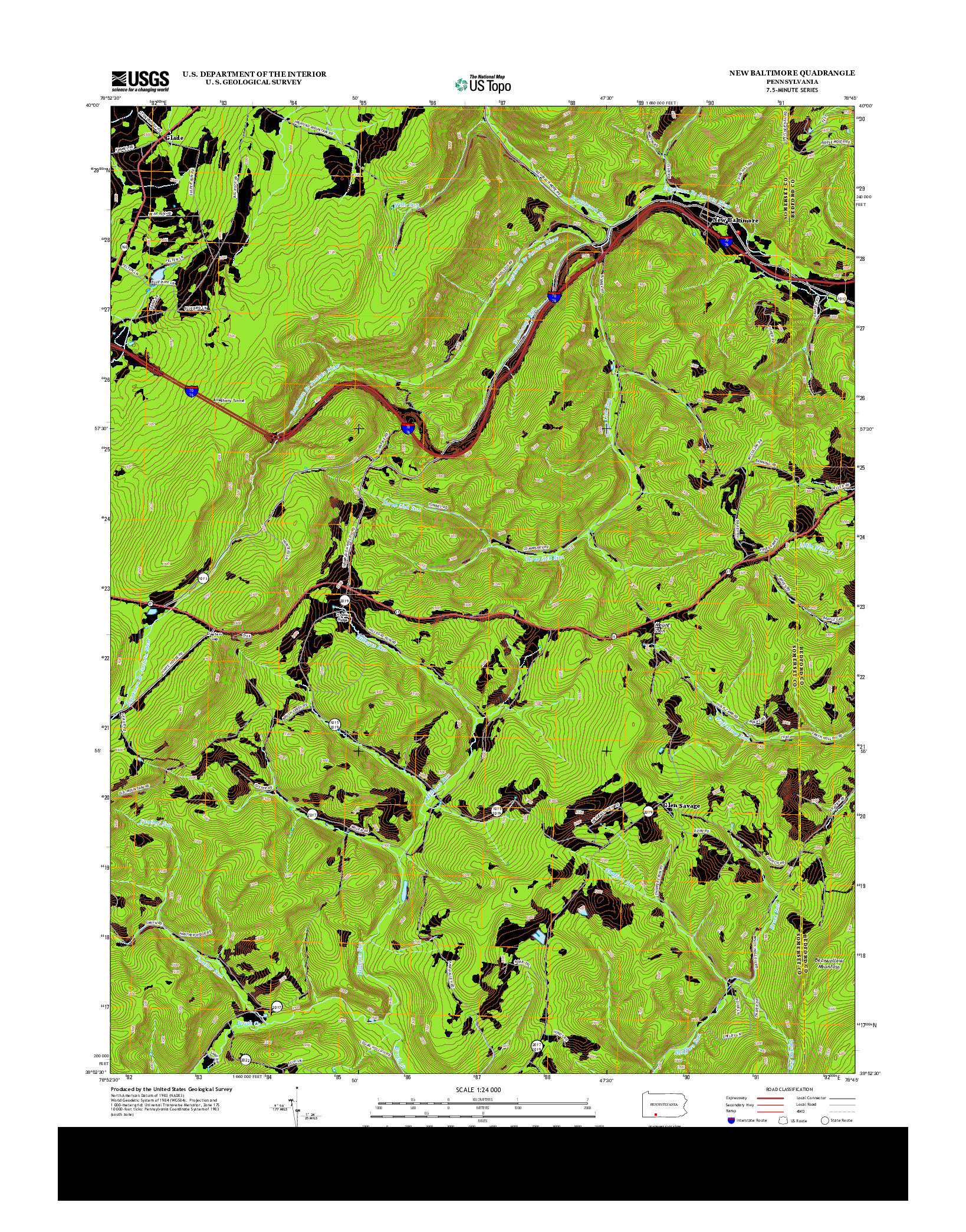 USGS US TOPO 7.5-MINUTE MAP FOR NEW BALTIMORE, PA 2013