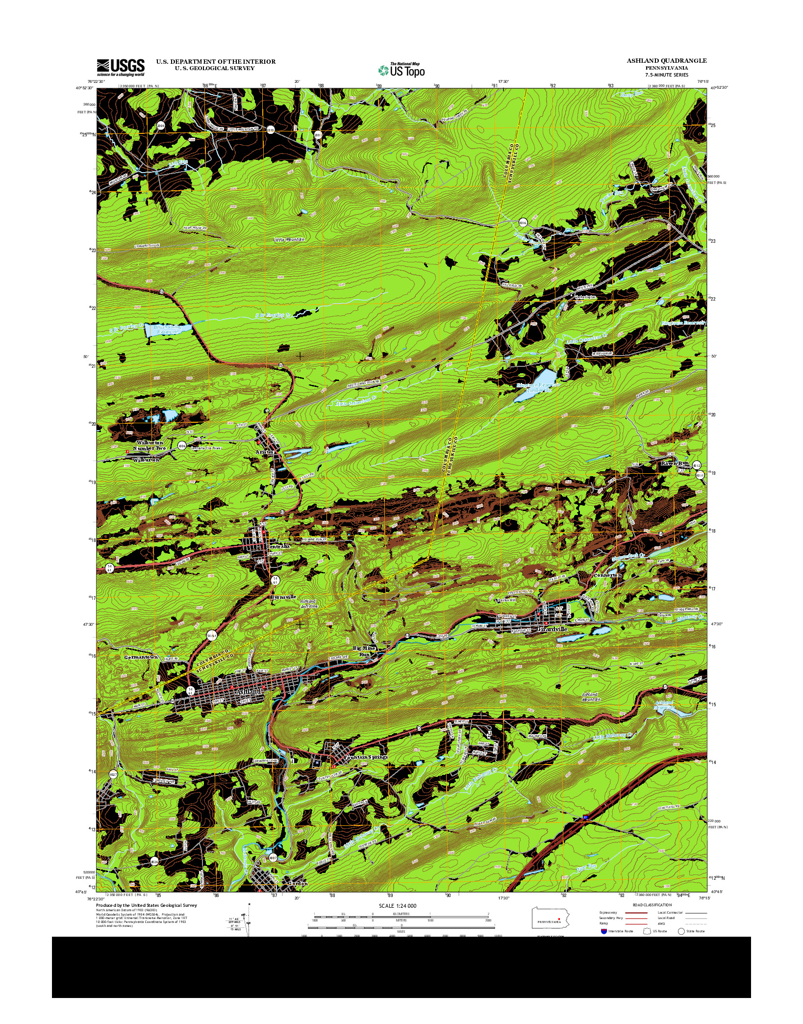 USGS US TOPO 7.5-MINUTE MAP FOR ASHLAND, PA 2013