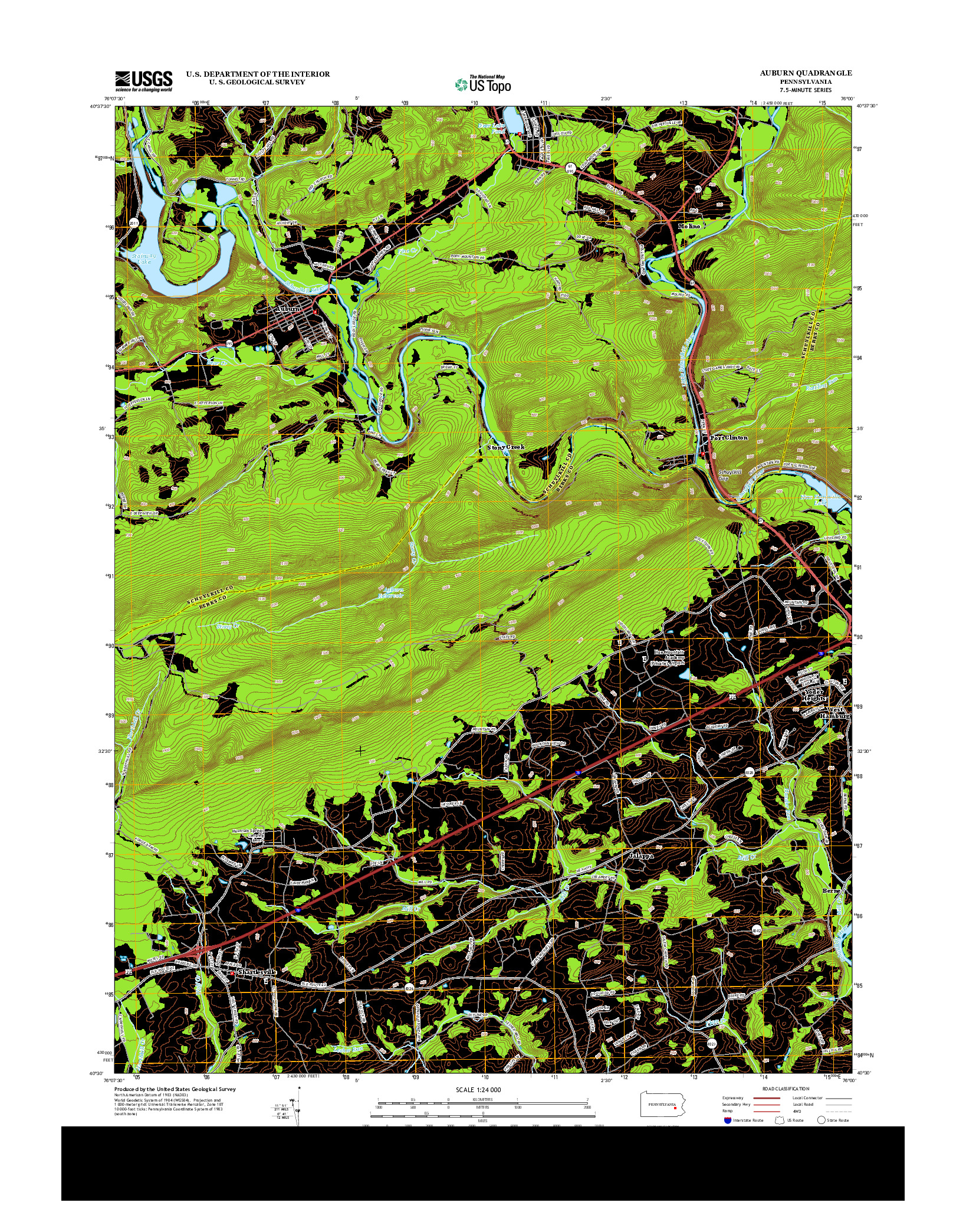USGS US TOPO 7.5-MINUTE MAP FOR AUBURN, PA 2013