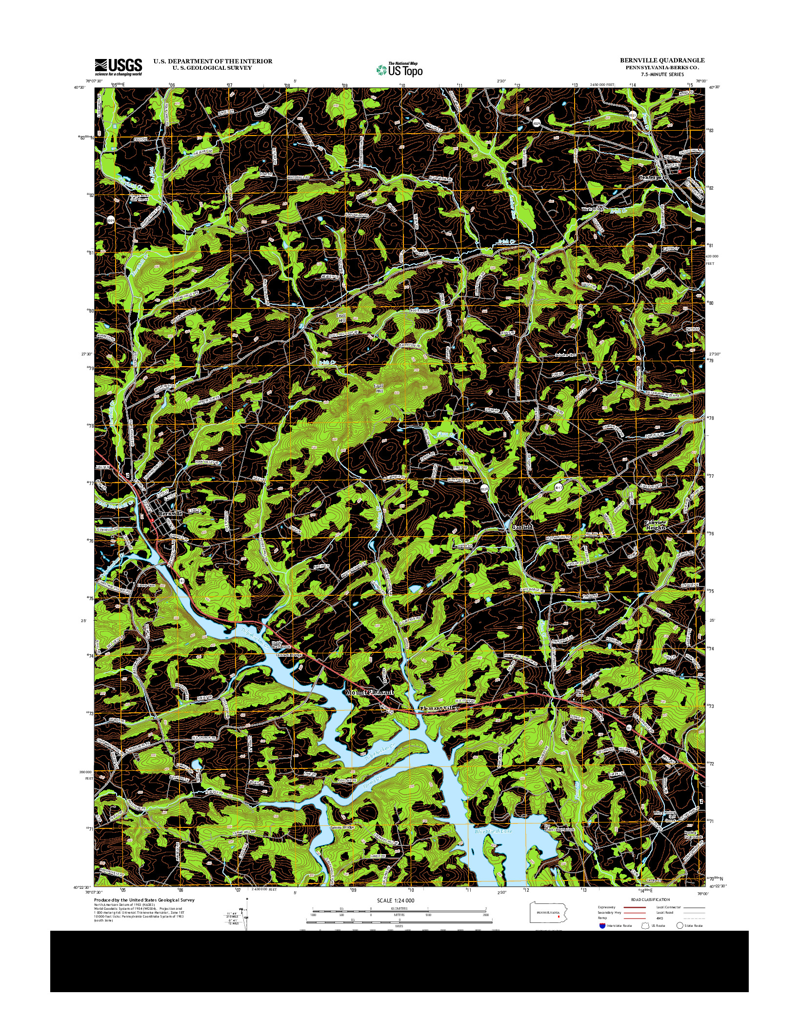 USGS US TOPO 7.5-MINUTE MAP FOR BERNVILLE, PA 2013