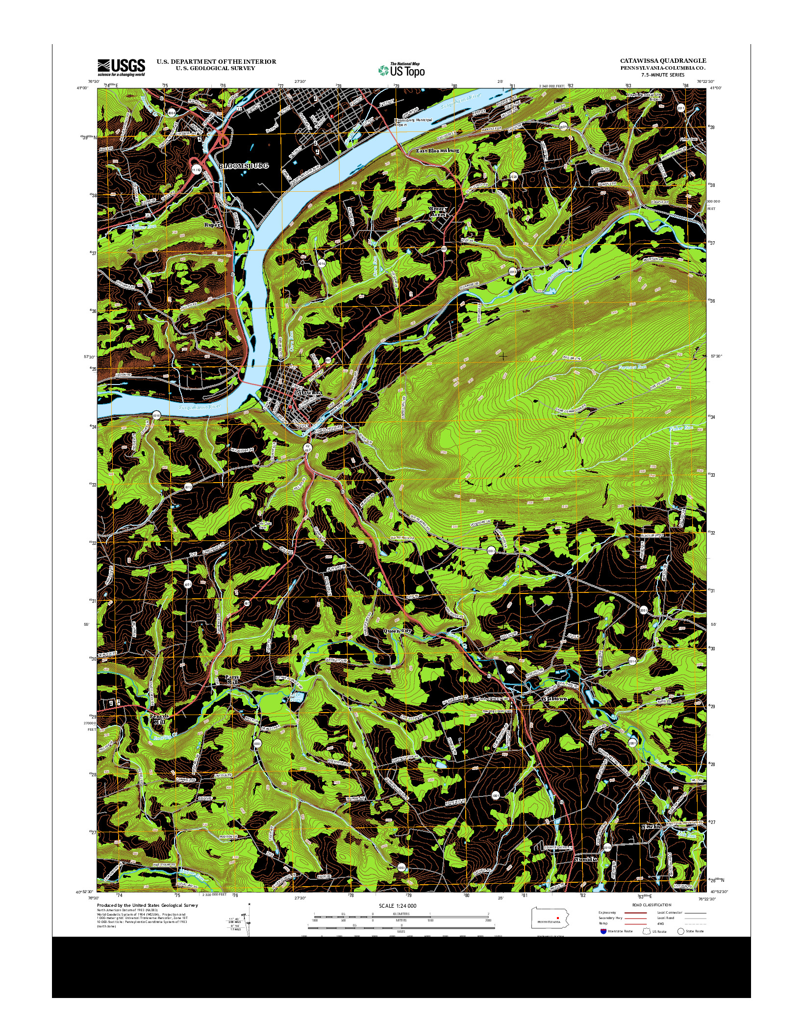 USGS US TOPO 7.5-MINUTE MAP FOR CATAWISSA, PA 2013