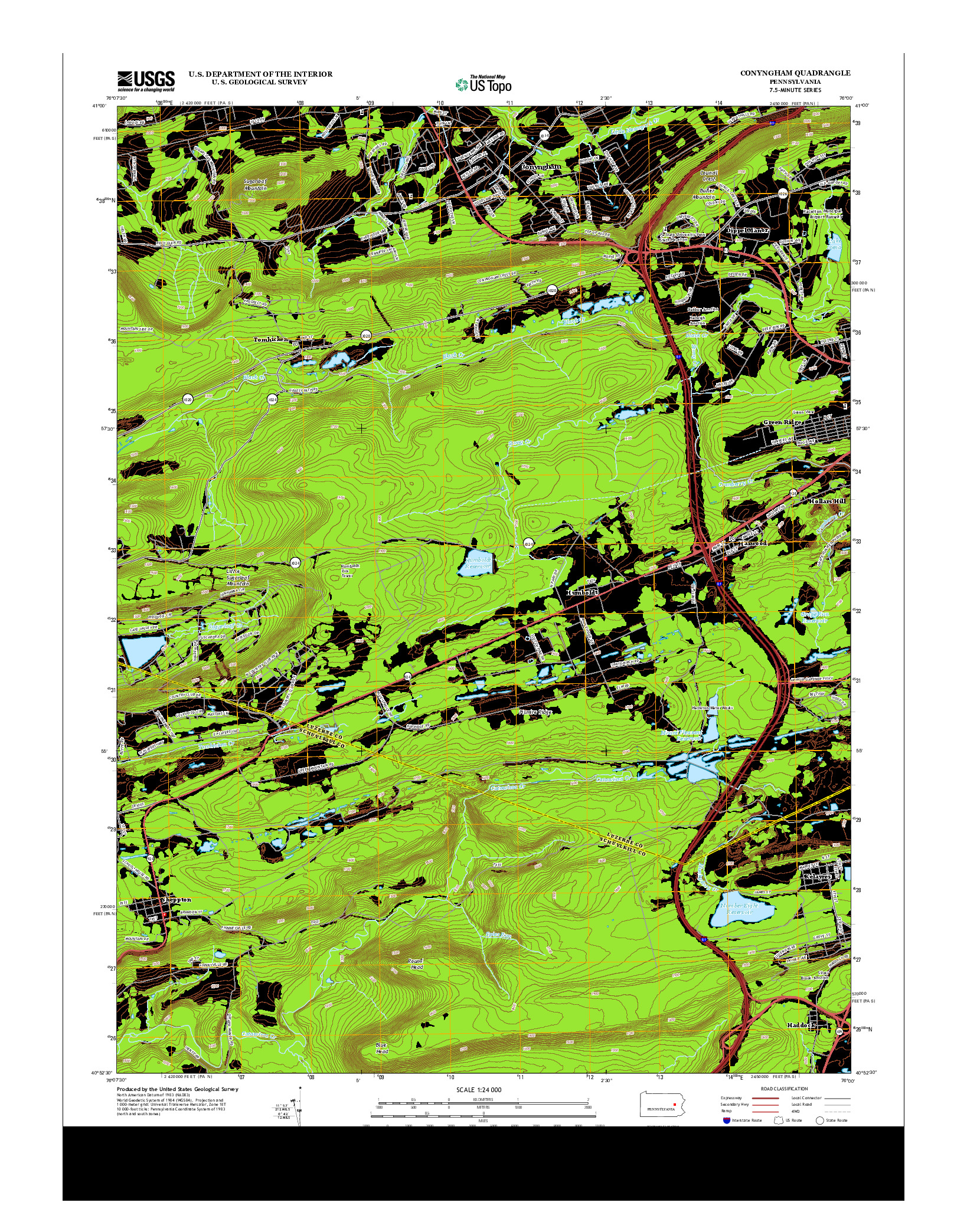 USGS US TOPO 7.5-MINUTE MAP FOR CONYNGHAM, PA 2013