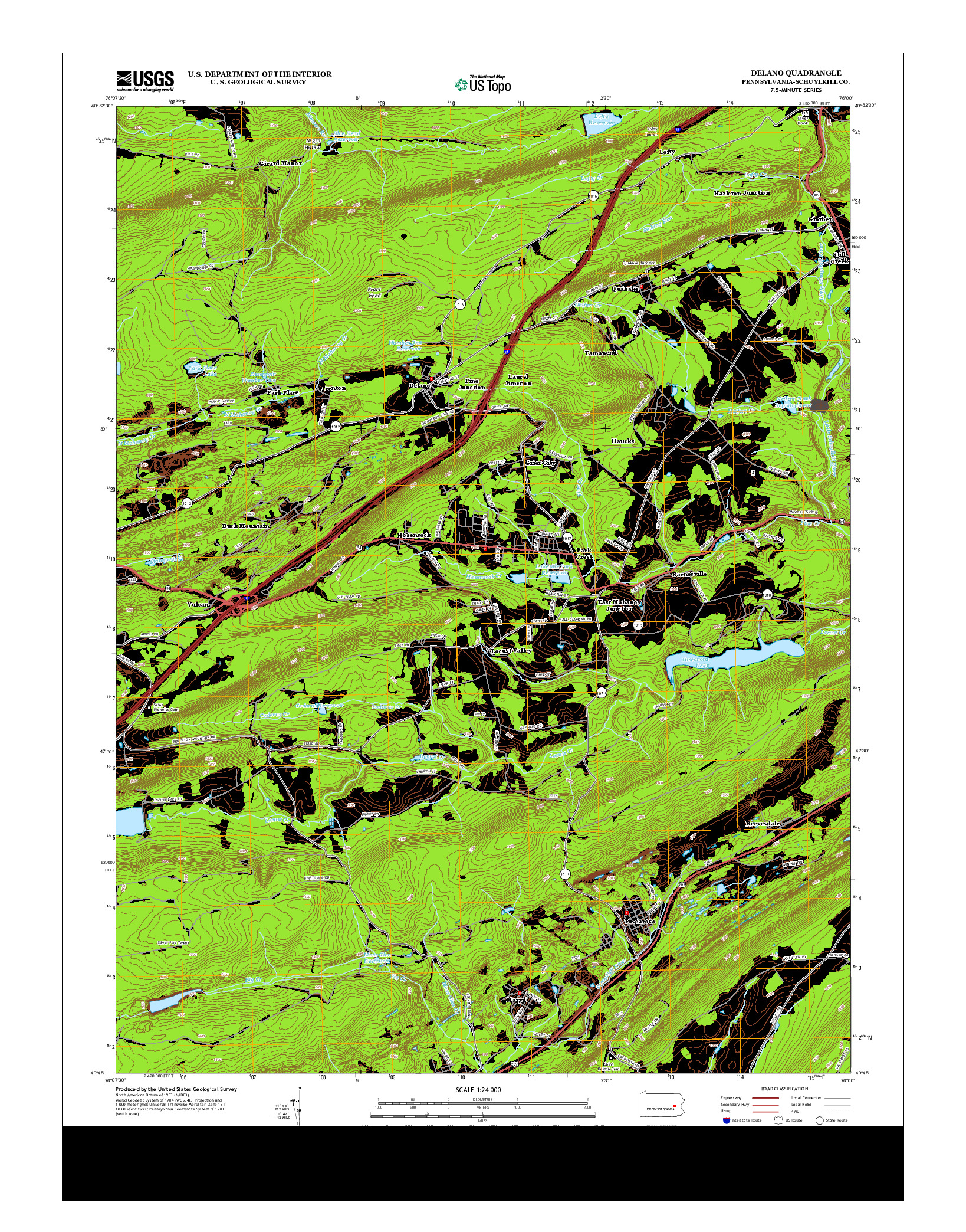 USGS US TOPO 7.5-MINUTE MAP FOR DELANO, PA 2013