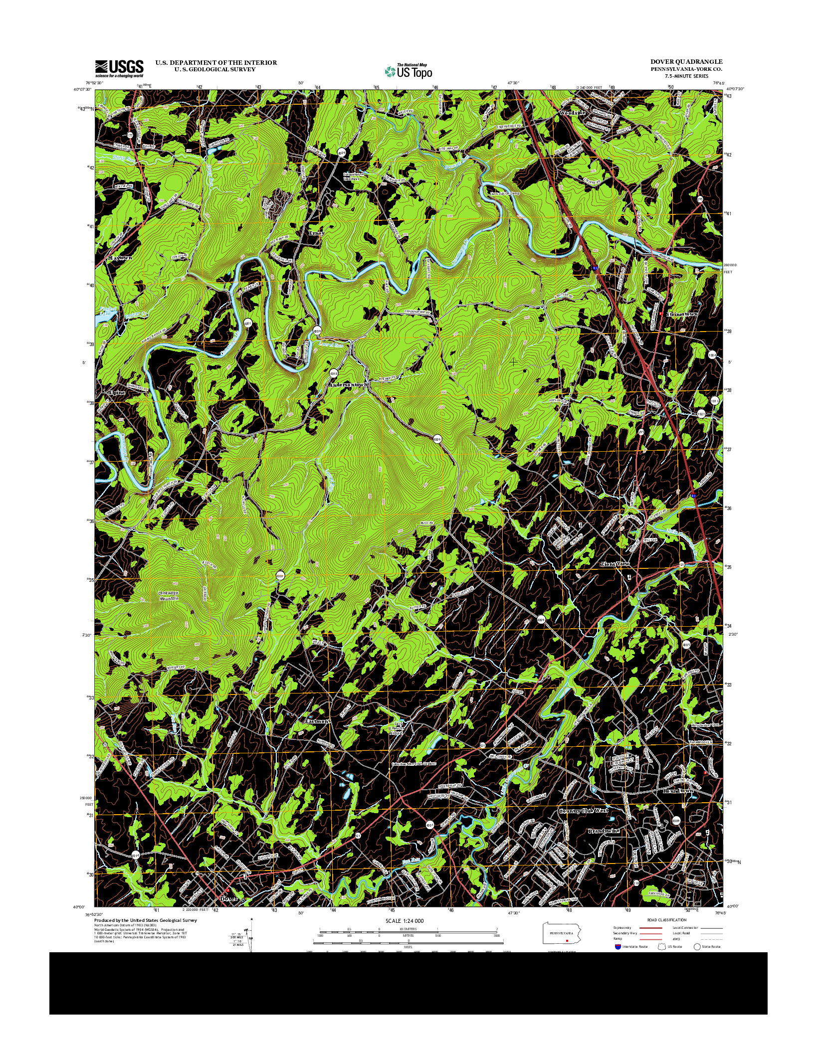 USGS US TOPO 7.5-MINUTE MAP FOR DOVER, PA 2013