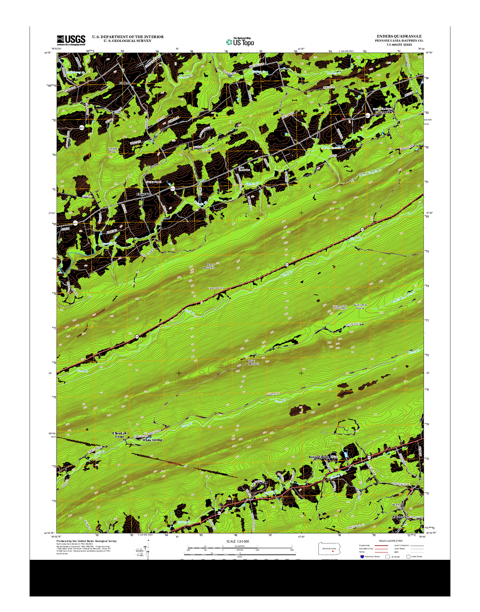 USGS US TOPO 7.5-MINUTE MAP FOR ENDERS, PA 2013