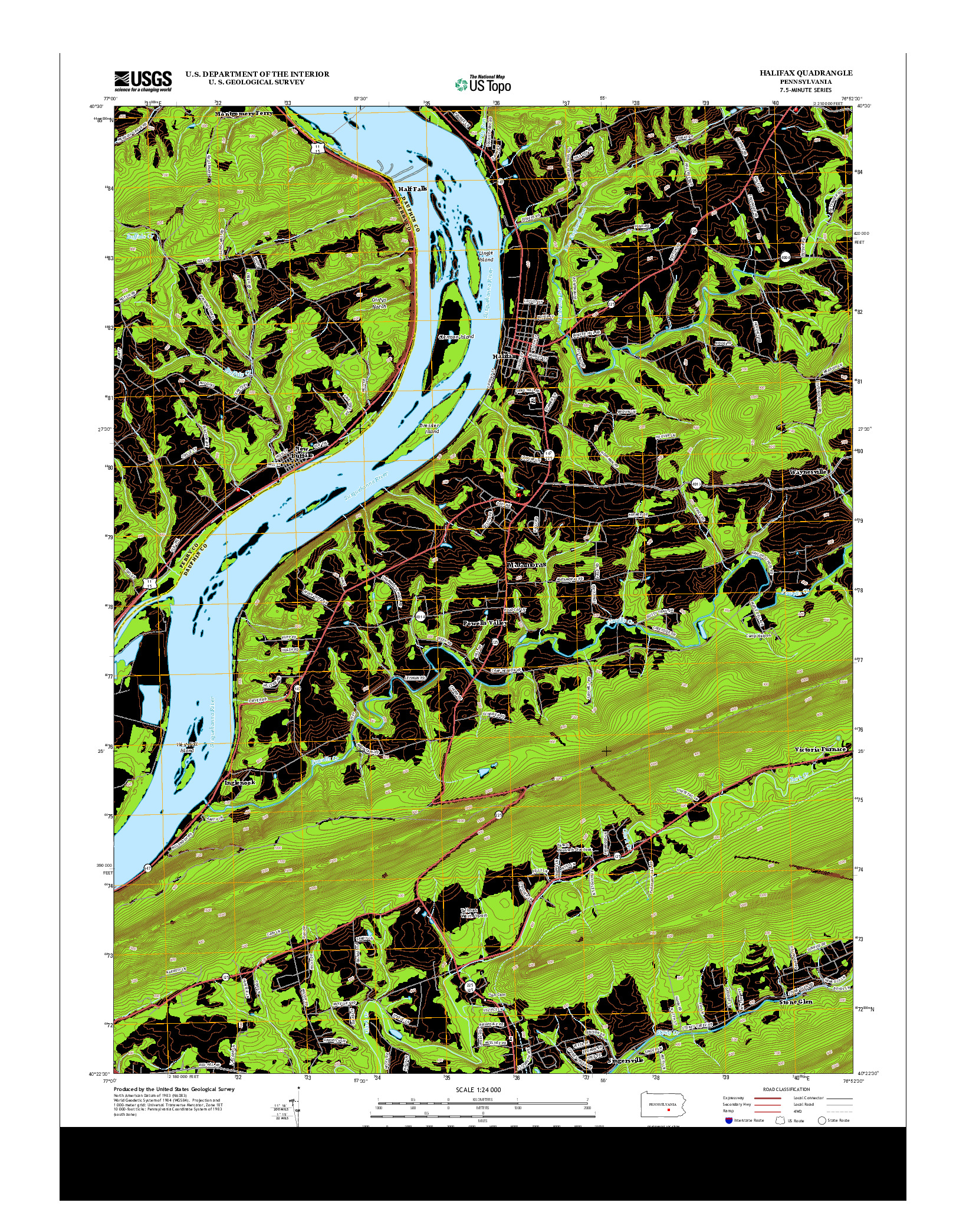 USGS US TOPO 7.5-MINUTE MAP FOR HALIFAX, PA 2013