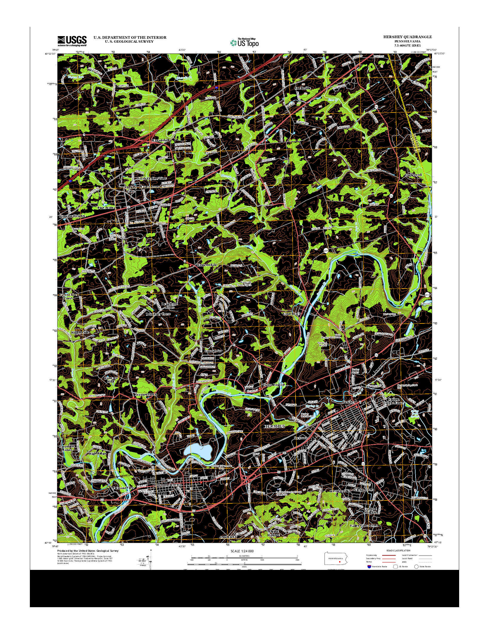 USGS US TOPO 7.5-MINUTE MAP FOR HERSHEY, PA 2013