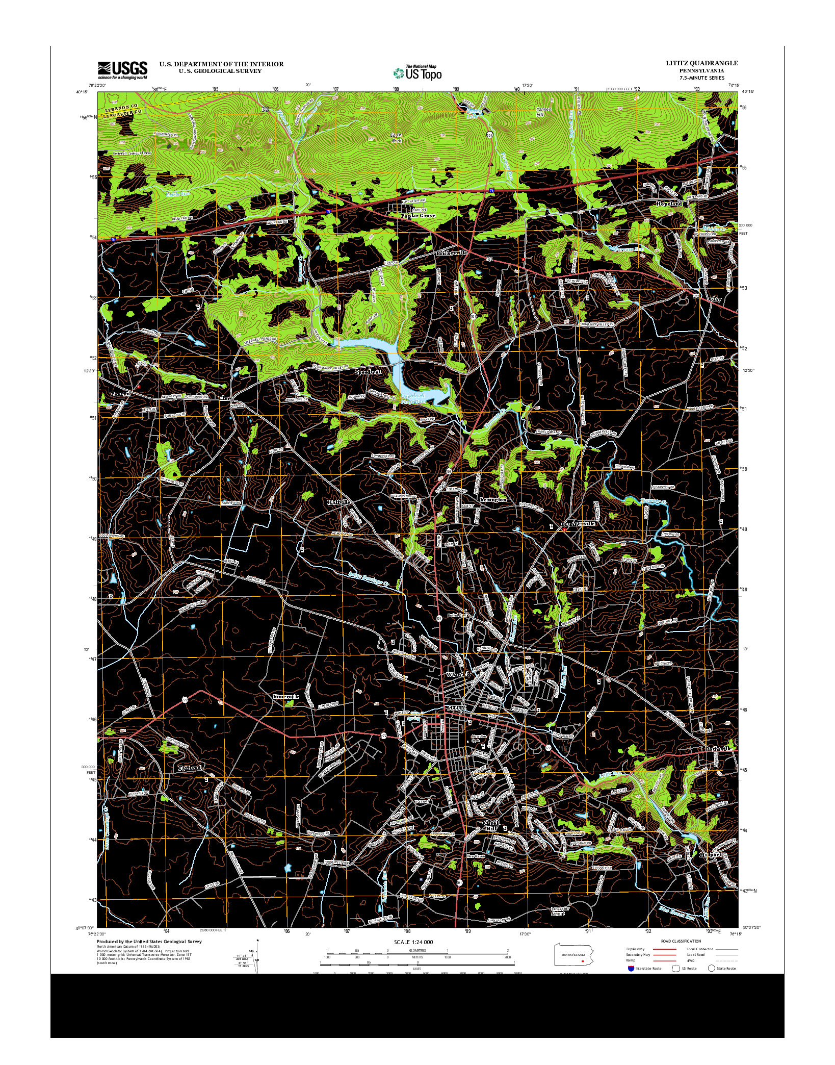 USGS US TOPO 7.5-MINUTE MAP FOR LITITZ, PA 2013