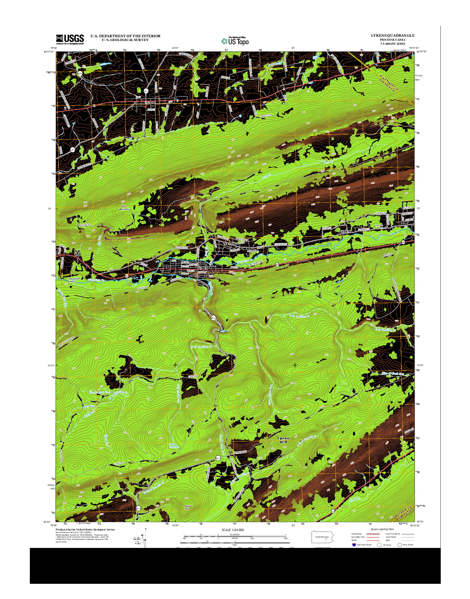 USGS US TOPO 7.5-MINUTE MAP FOR LYKENS, PA 2013