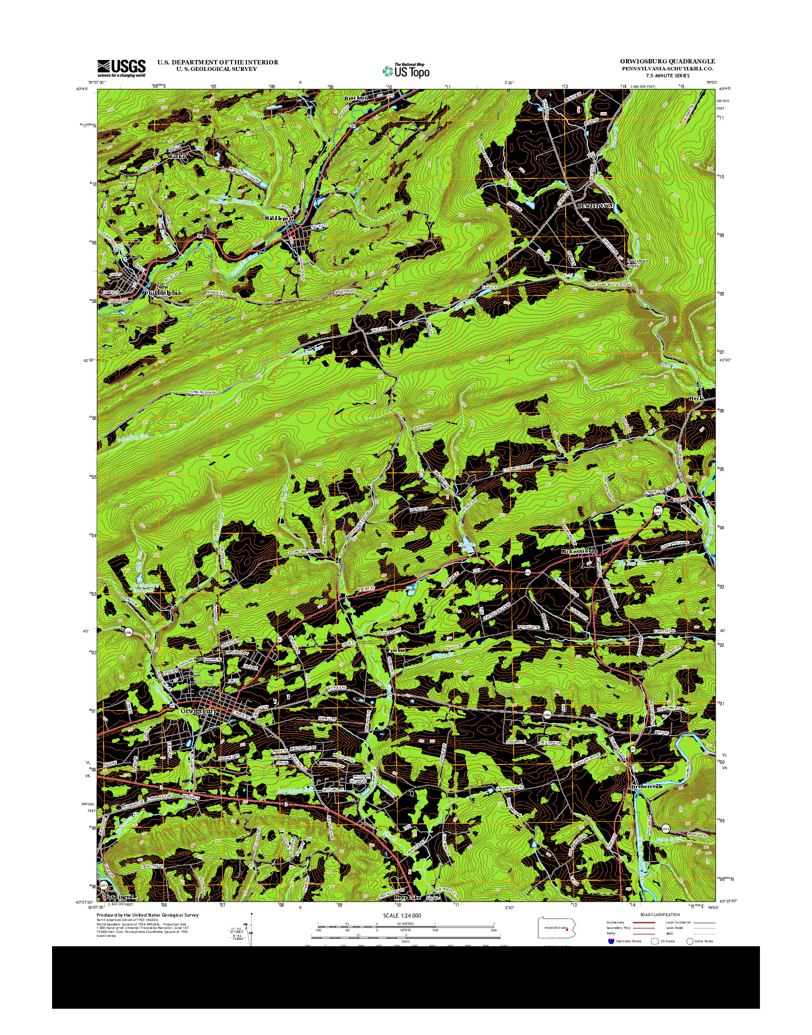 USGS US TOPO 7.5-MINUTE MAP FOR ORWIGSBURG, PA 2013