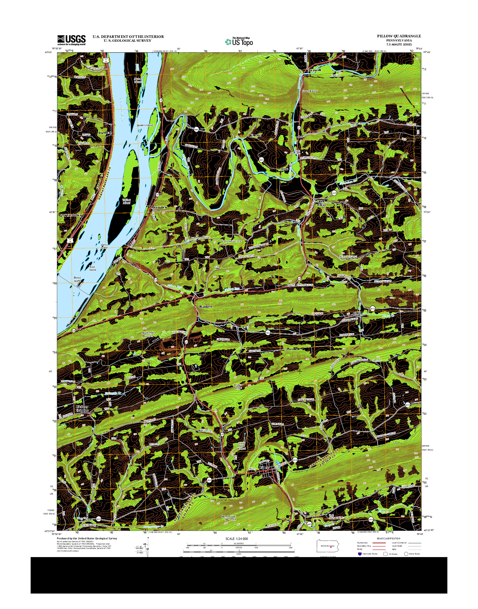 USGS US TOPO 7.5-MINUTE MAP FOR PILLOW, PA 2013