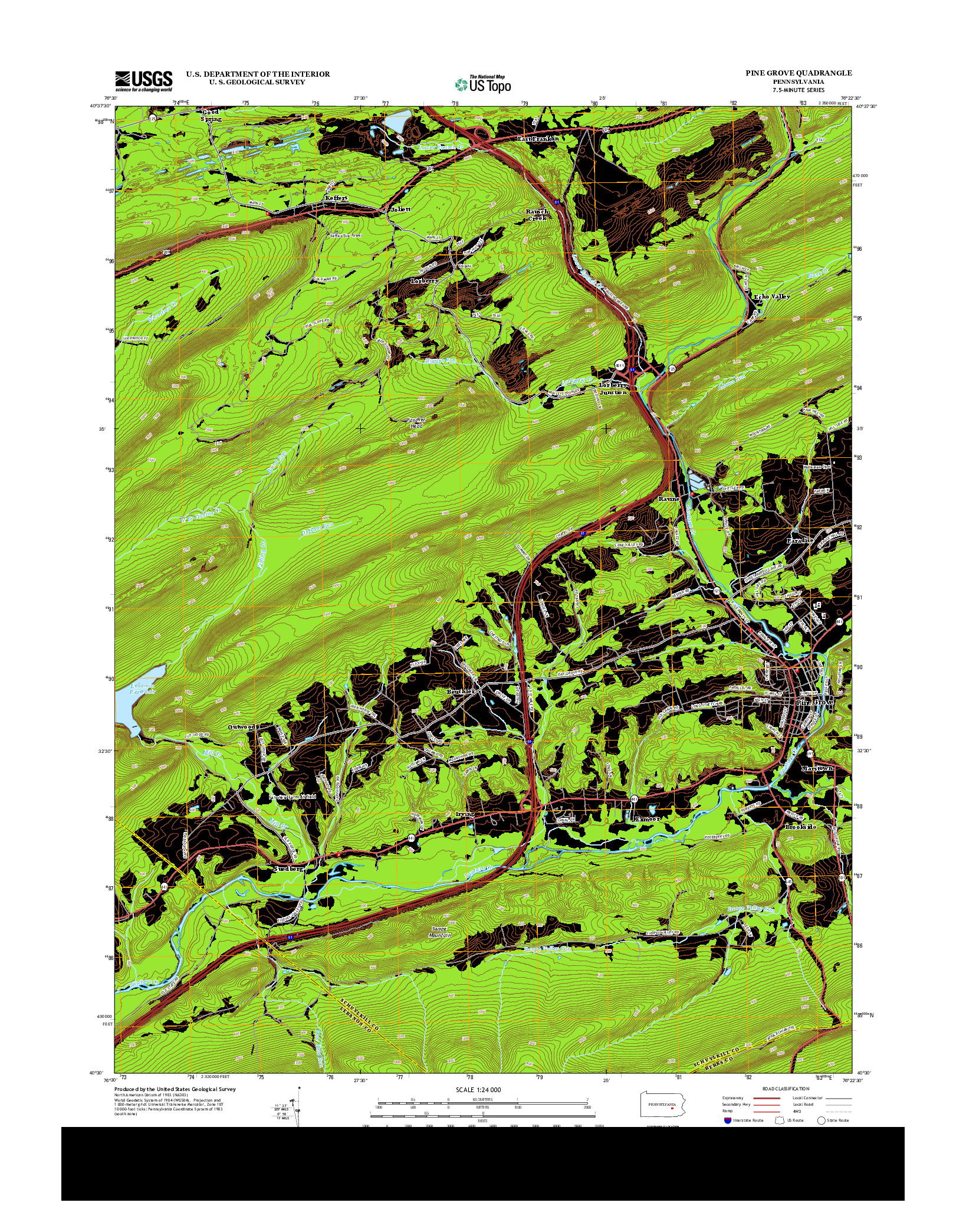 USGS US TOPO 7.5-MINUTE MAP FOR PINE GROVE, PA 2013