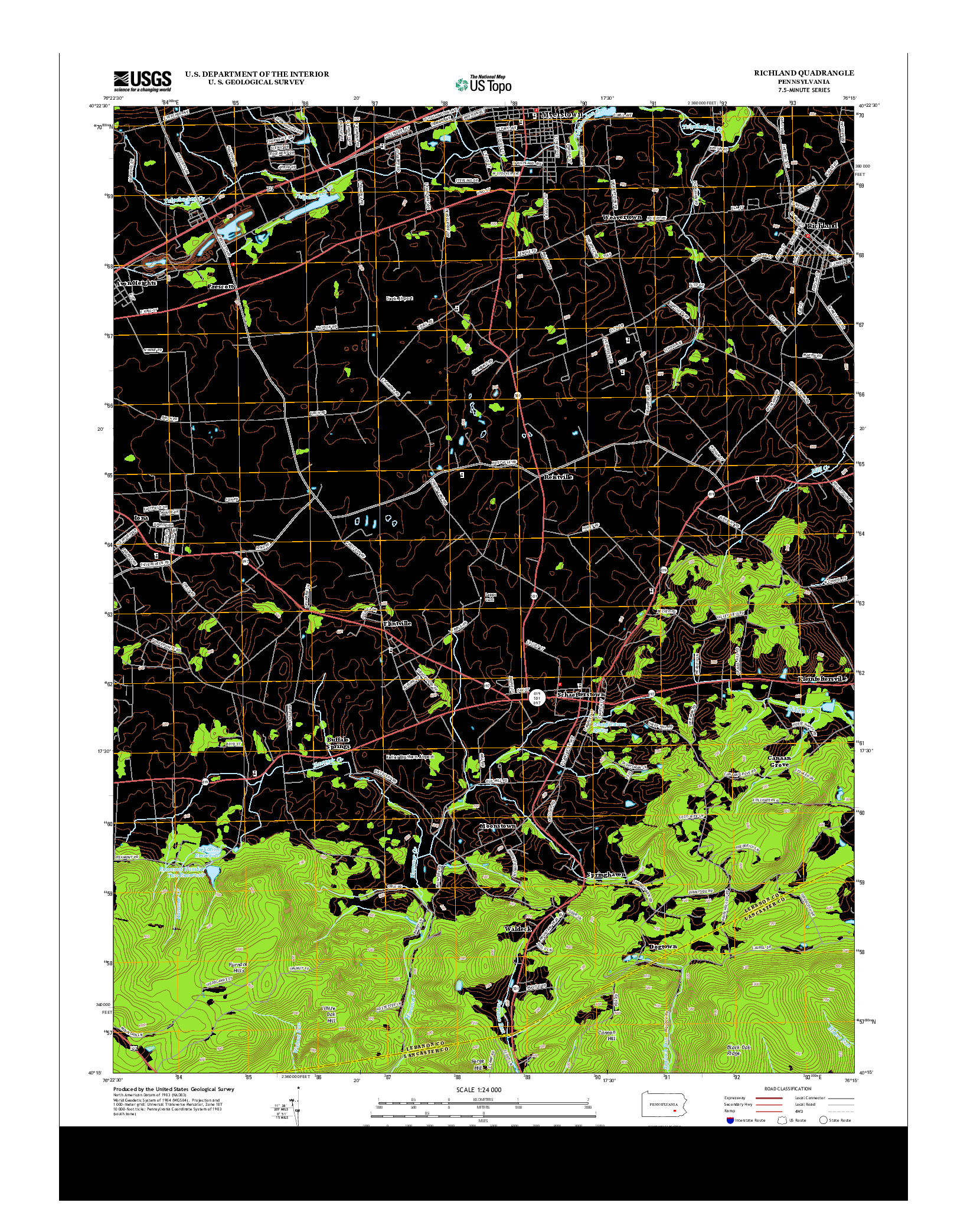 USGS US TOPO 7.5-MINUTE MAP FOR RICHLAND, PA 2013