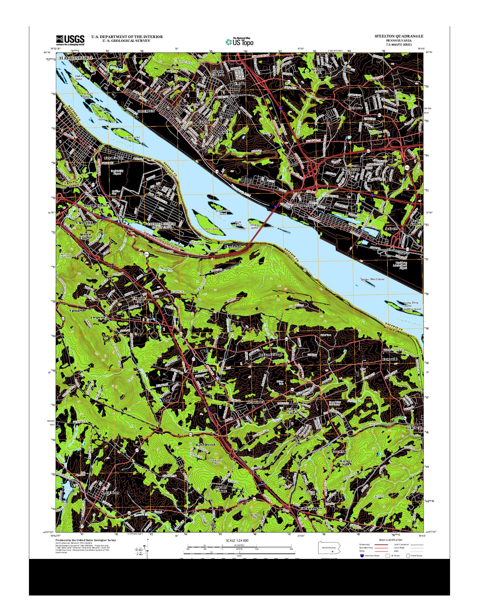 USGS US TOPO 7.5-MINUTE MAP FOR STEELTON, PA 2013