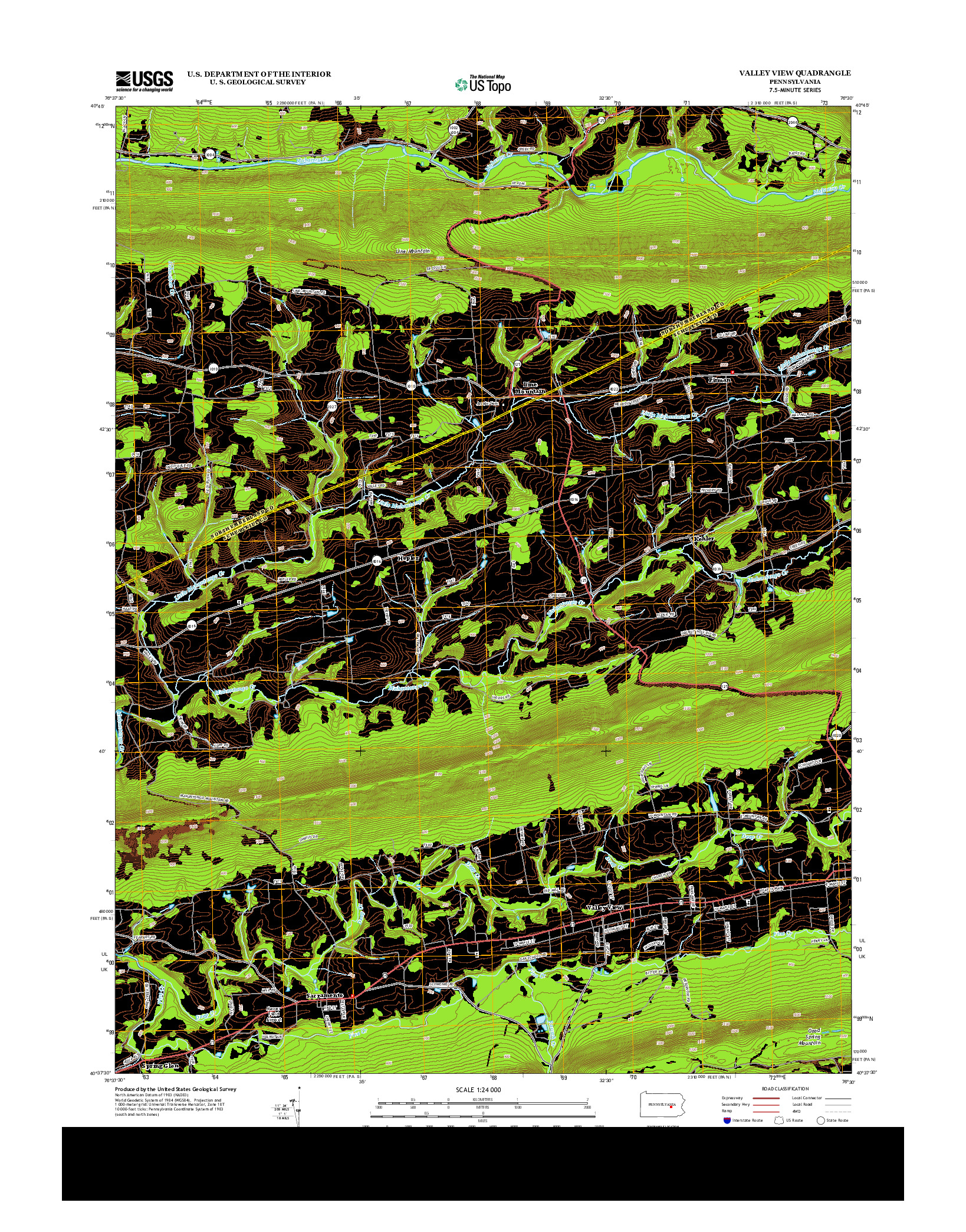 USGS US TOPO 7.5-MINUTE MAP FOR VALLEY VIEW, PA 2013