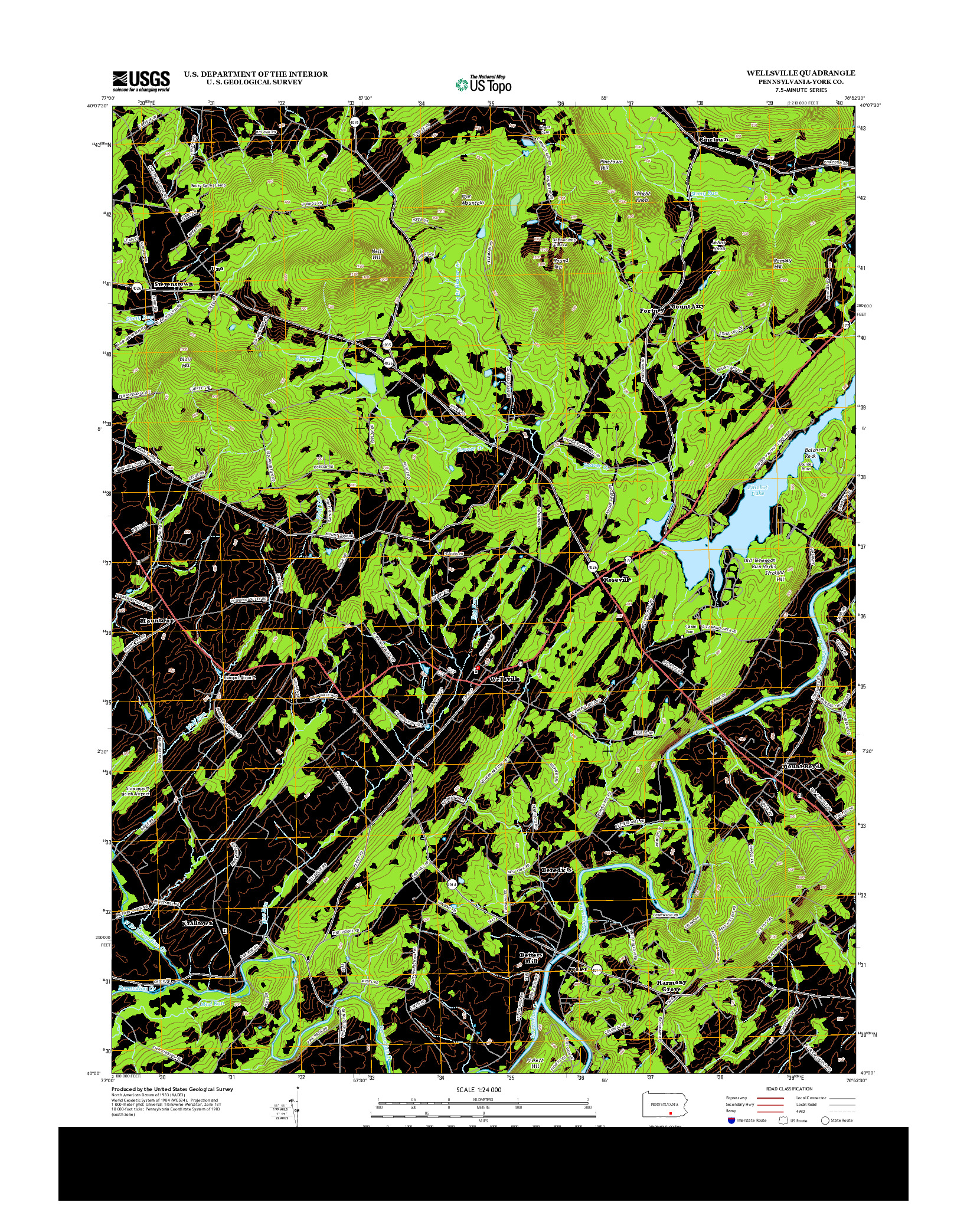 USGS US TOPO 7.5-MINUTE MAP FOR WELLSVILLE, PA 2013