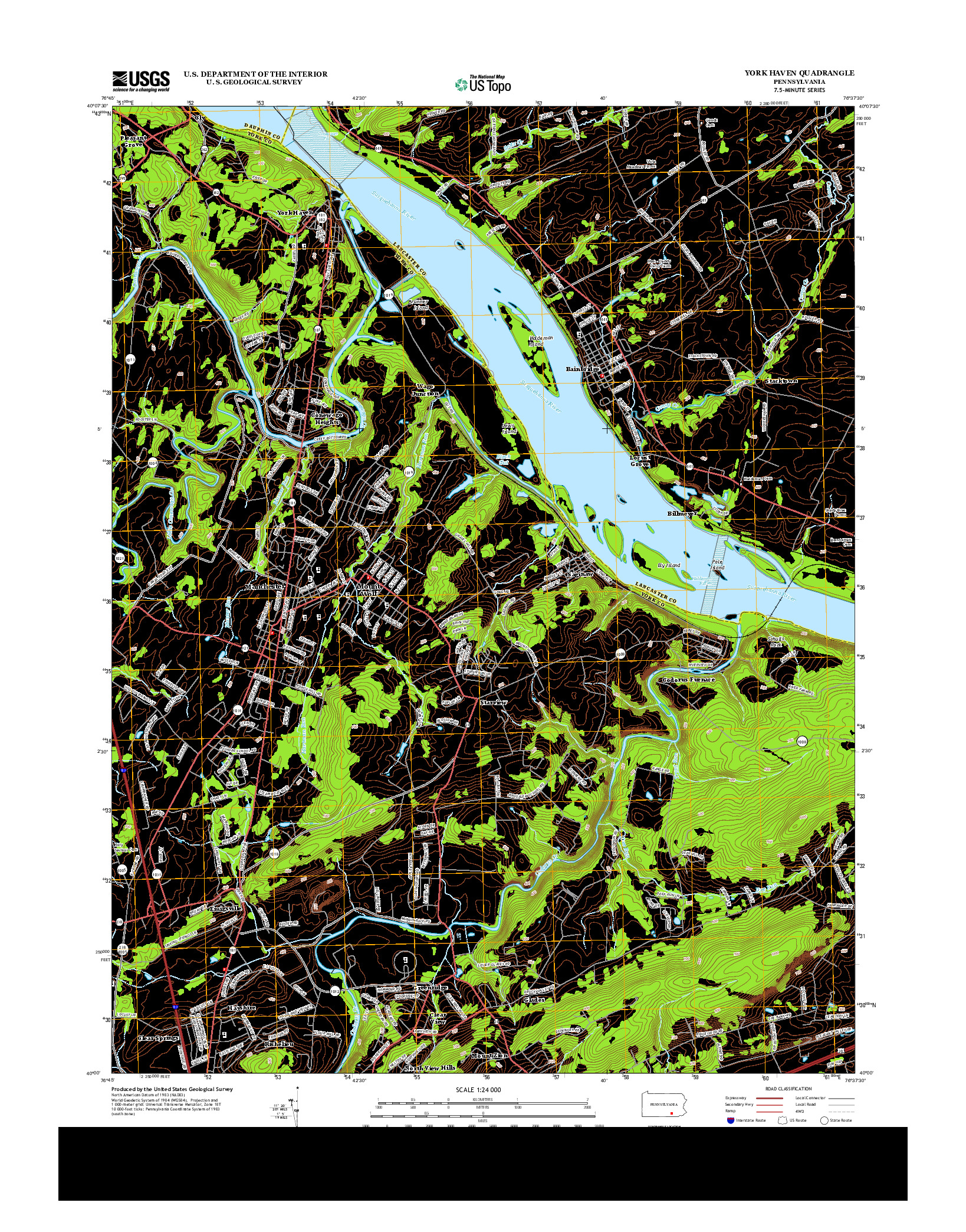 USGS US TOPO 7.5-MINUTE MAP FOR YORK HAVEN, PA 2013