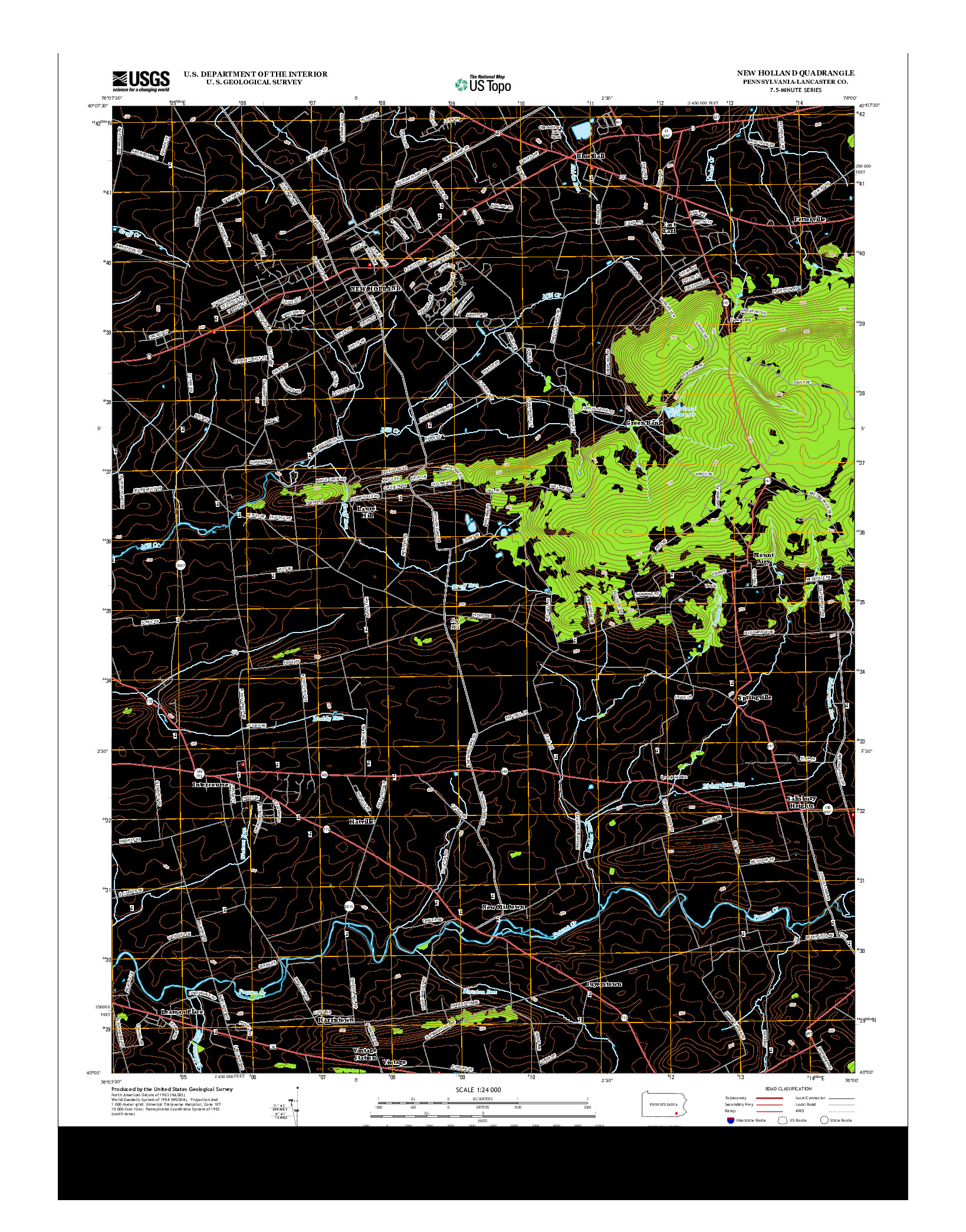 USGS US TOPO 7.5-MINUTE MAP FOR NEW HOLLAND, PA 2013