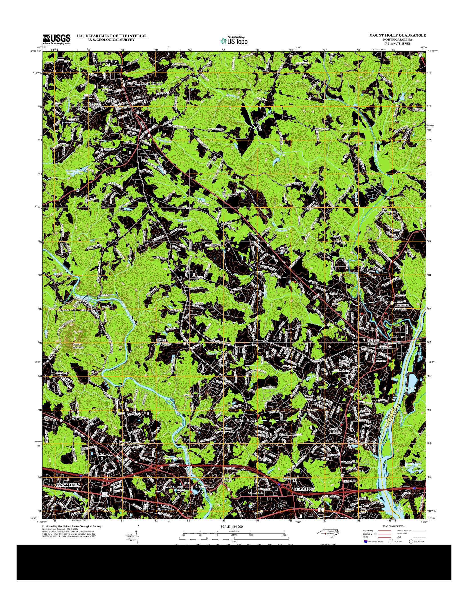 USGS US TOPO 7.5-MINUTE MAP FOR MOUNT HOLLY, NC 2013