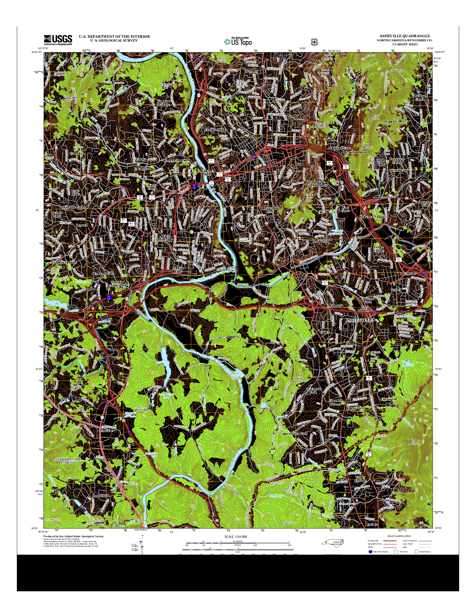 USGS US TOPO 7.5-MINUTE MAP FOR ASHEVILLE, NC 2013