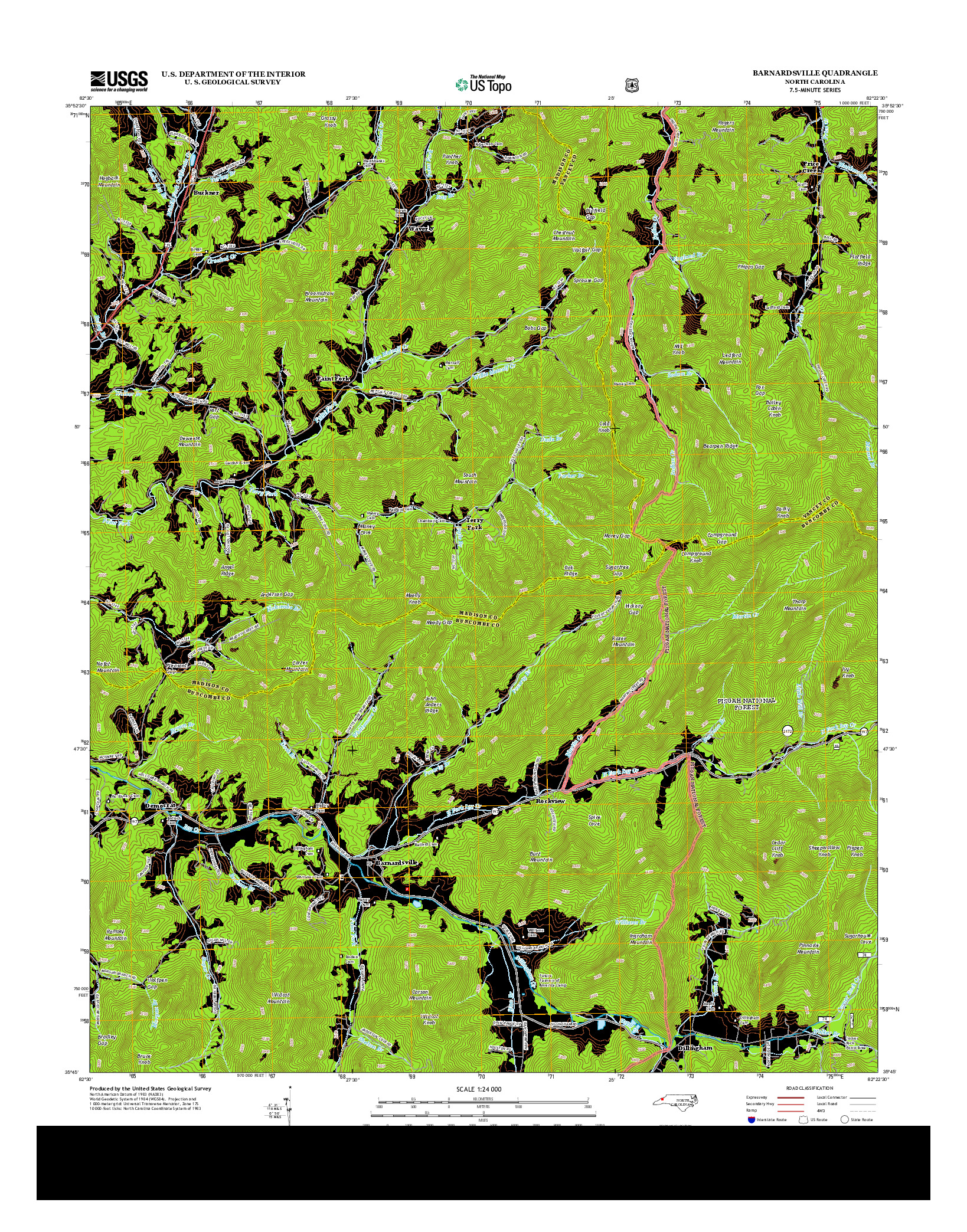USGS US TOPO 7.5-MINUTE MAP FOR BARNARDSVILLE, NC 2013