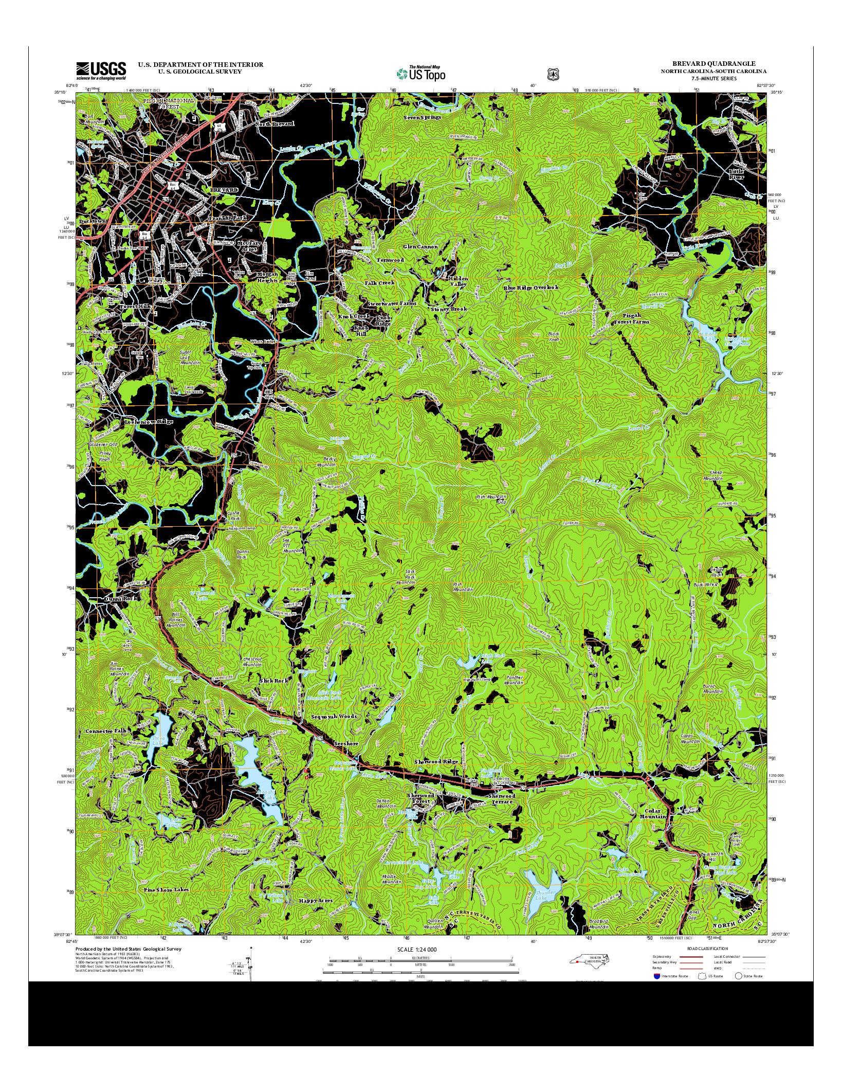 USGS US TOPO 7.5-MINUTE MAP FOR BREVARD, NC-SC 2013