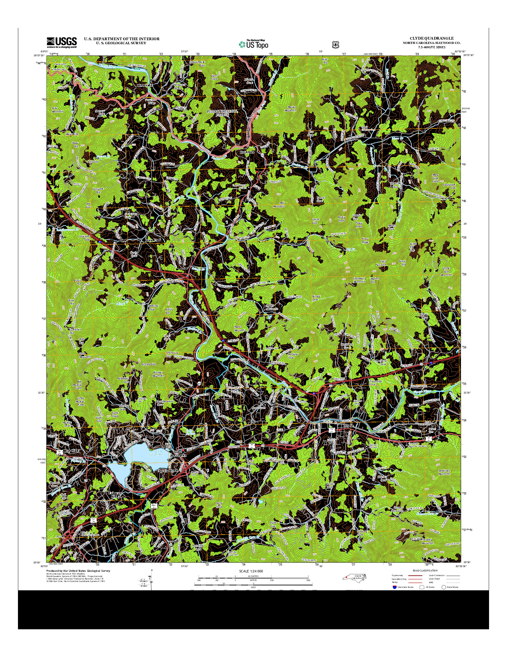 USGS US TOPO 7.5-MINUTE MAP FOR CLYDE, NC 2013