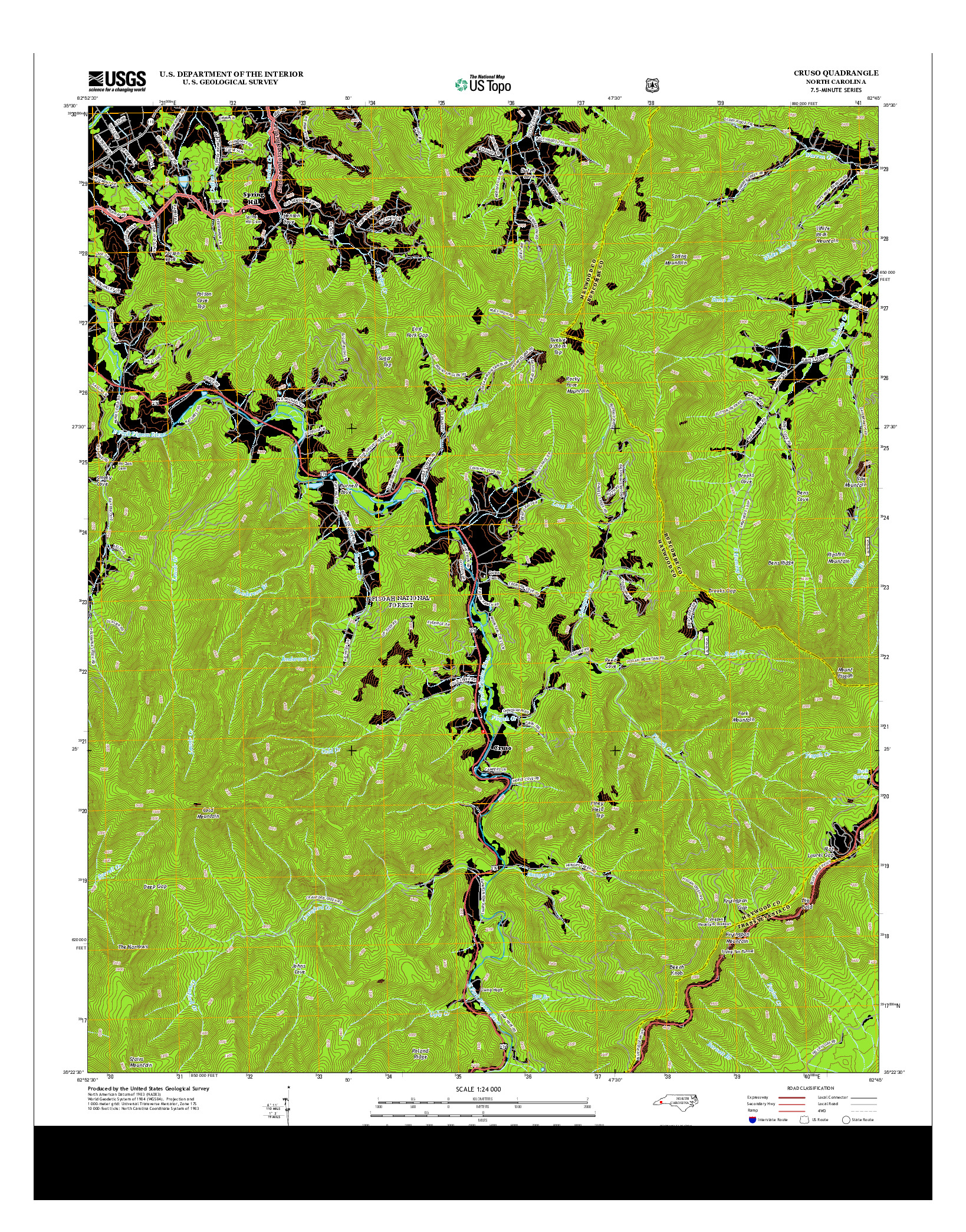 USGS US TOPO 7.5-MINUTE MAP FOR CRUSO, NC 2013