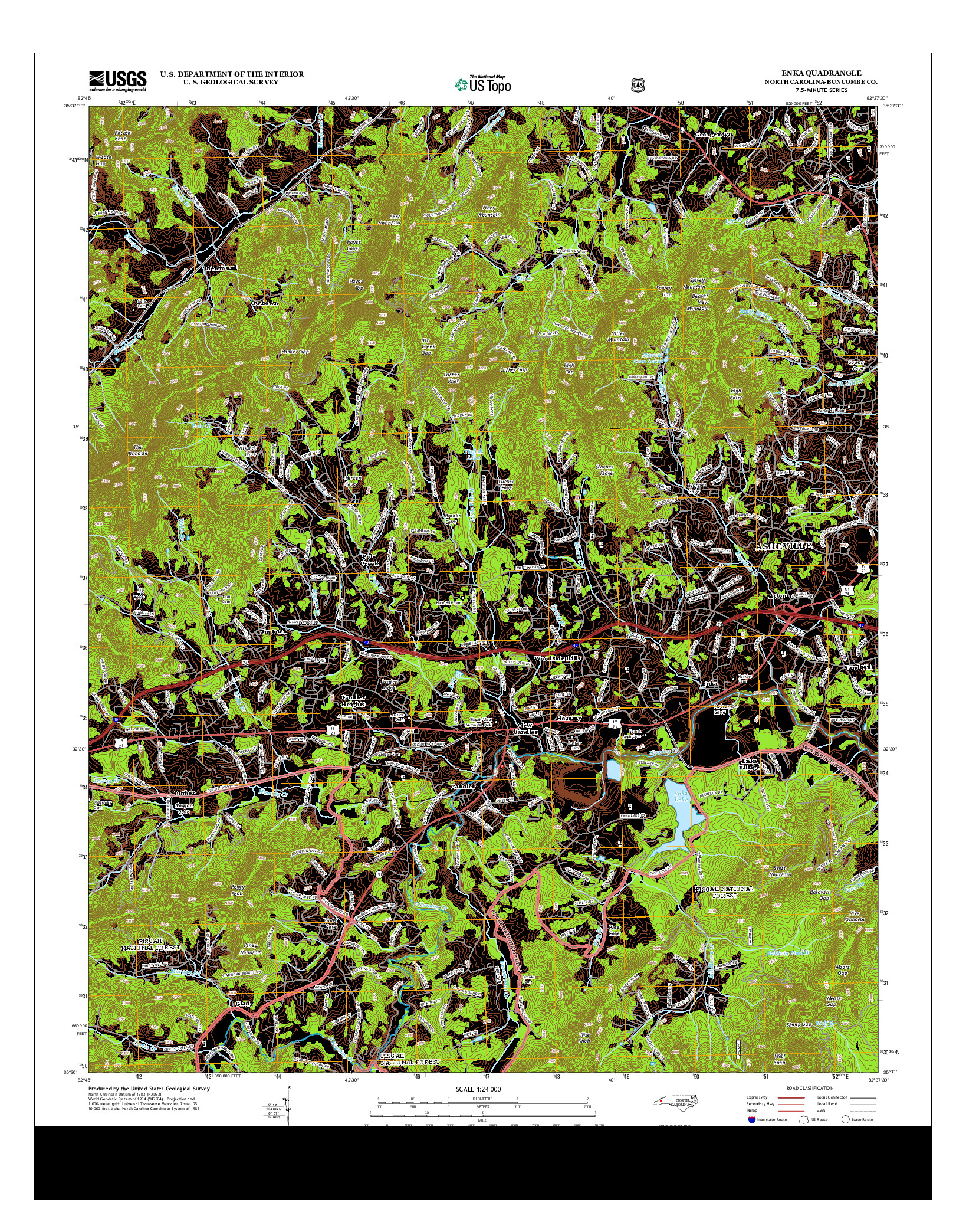 USGS US TOPO 7.5-MINUTE MAP FOR ENKA, NC 2013