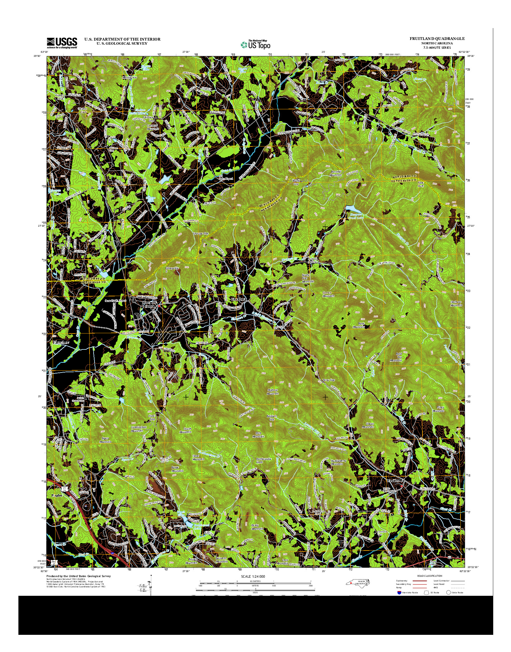 USGS US TOPO 7.5-MINUTE MAP FOR FRUITLAND, NC 2013