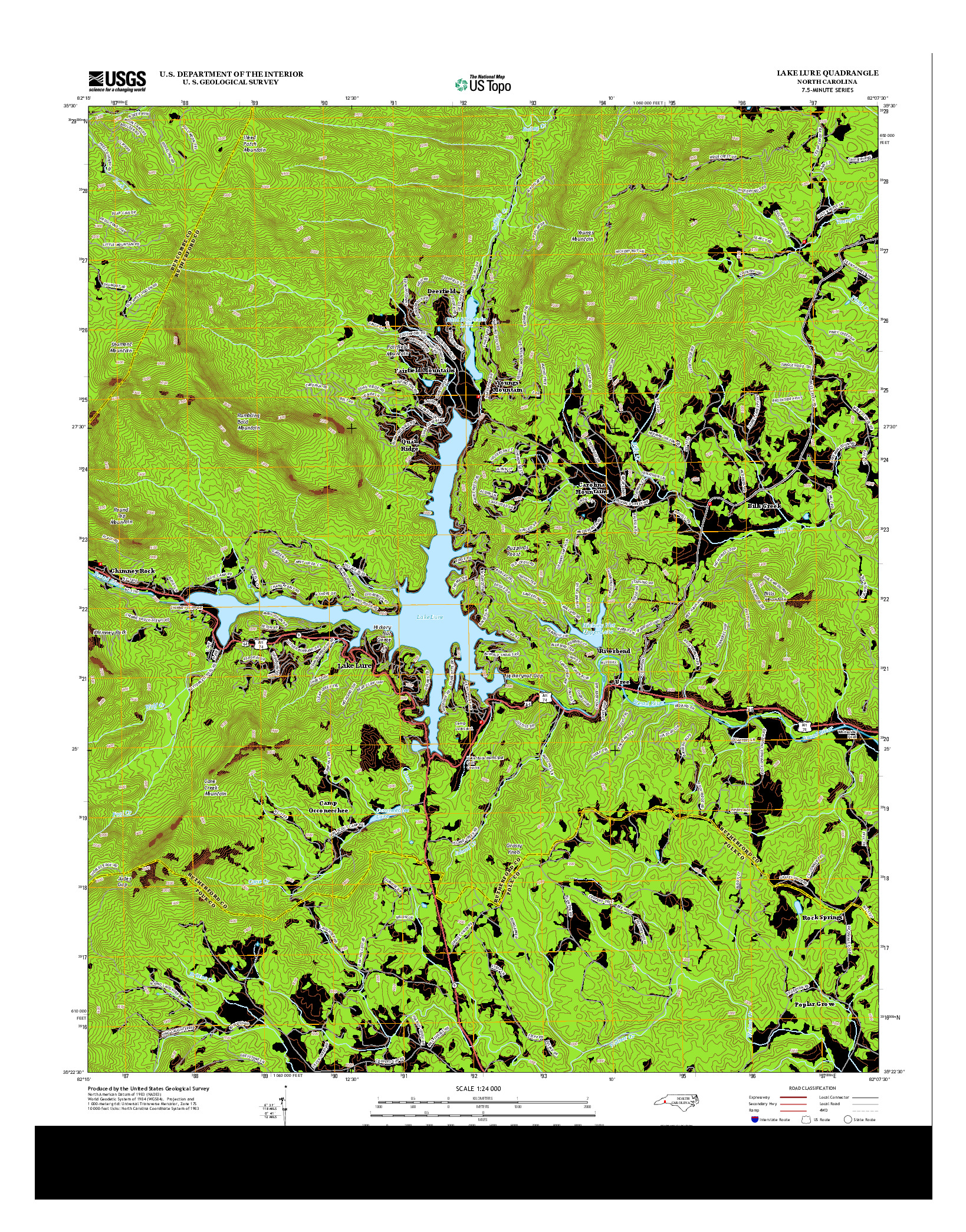 USGS US TOPO 7.5-MINUTE MAP FOR LAKE LURE, NC 2013